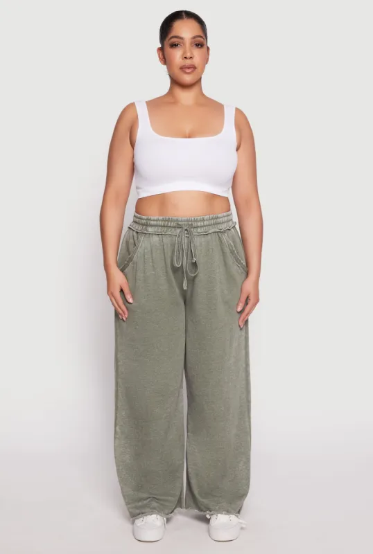 Plus Size Acid Wash Wide Leg Sweatpants sold by Rainbow
