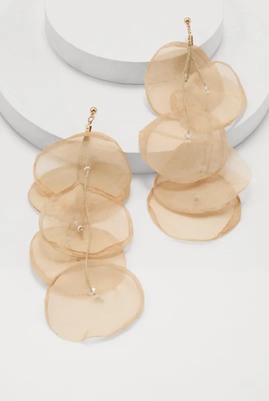 Tiered Organza Petal Drop Earrings sold by Rainbow