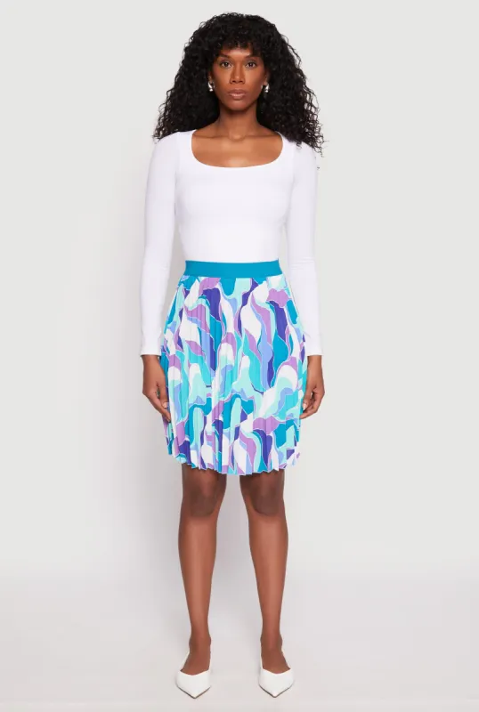Abstract Print Pleated Skirt sold by Rainbow