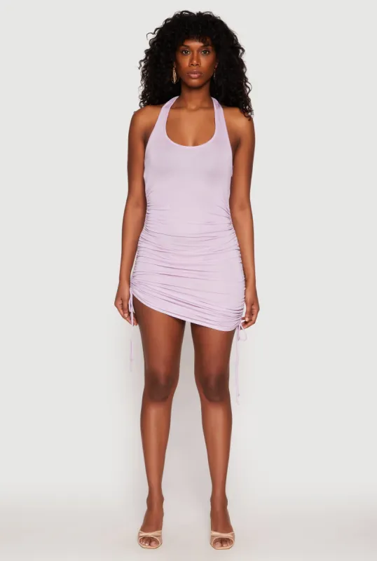 Ruched Side Halter Mini Dress sold by Rainbow