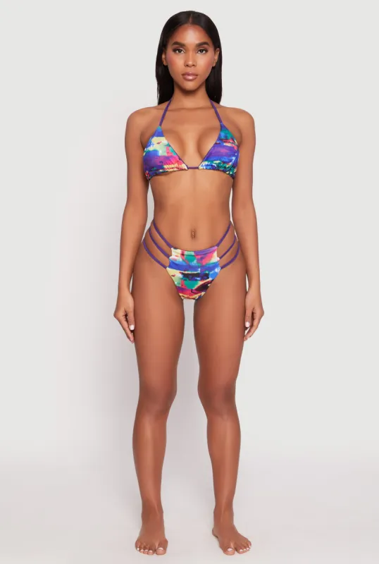 Patterned Strappy Bikini Set sold by Rainbow