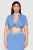 Plus Size Rhinestone Collar Tie Front Top sold by Rainbow