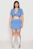 Plus Size Rhinestone Collar Tie Front Top sold by Rainbow