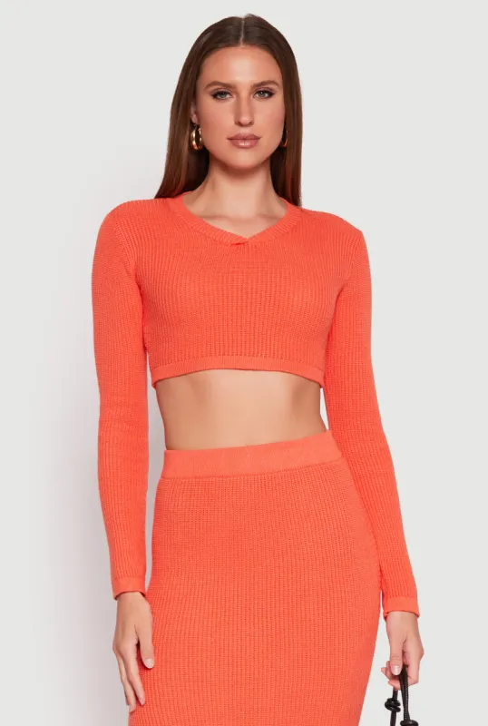 Knit V Neck Cropped Sweater sold by Rainbow