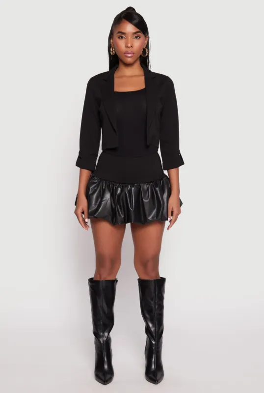 Faux Leather Bubble Mini Skirt sold by Rainbow