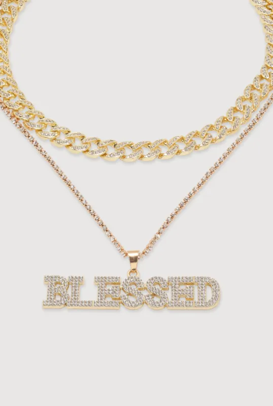 Blessed Cubic Zirconia Layered Necklace sold by Rainbow