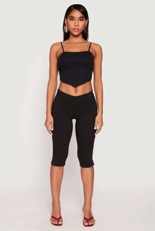 Square Neck Hanky Hem Crop Top sold by Rainbow