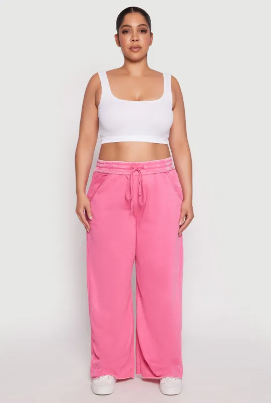 Plus Size Acid Wash Wide Leg Sweatpants sold by Rainbow
