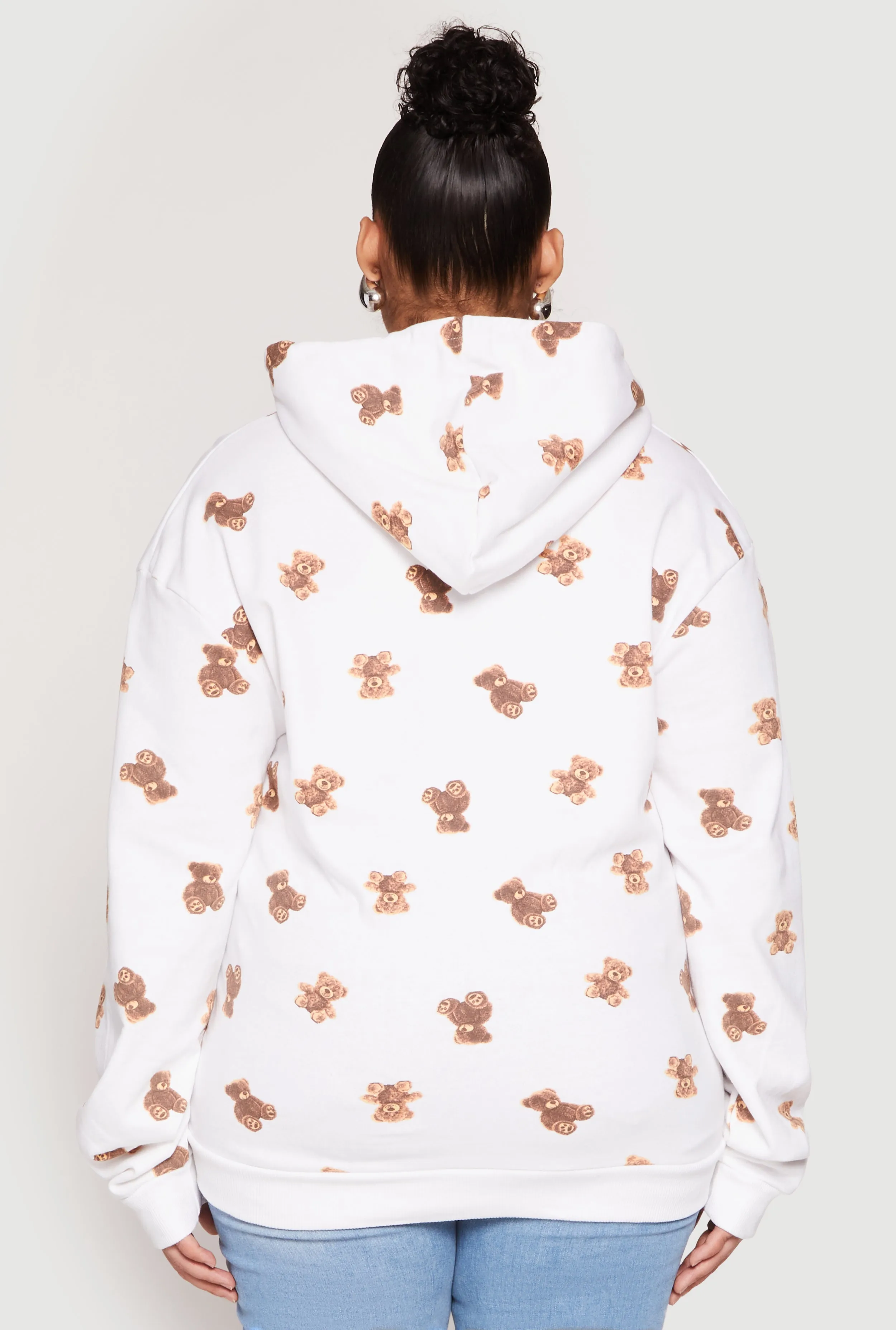 Plus Size Teddy Bear Print Zip Front Hoodie sold by Rainbow product image thumbnail 5