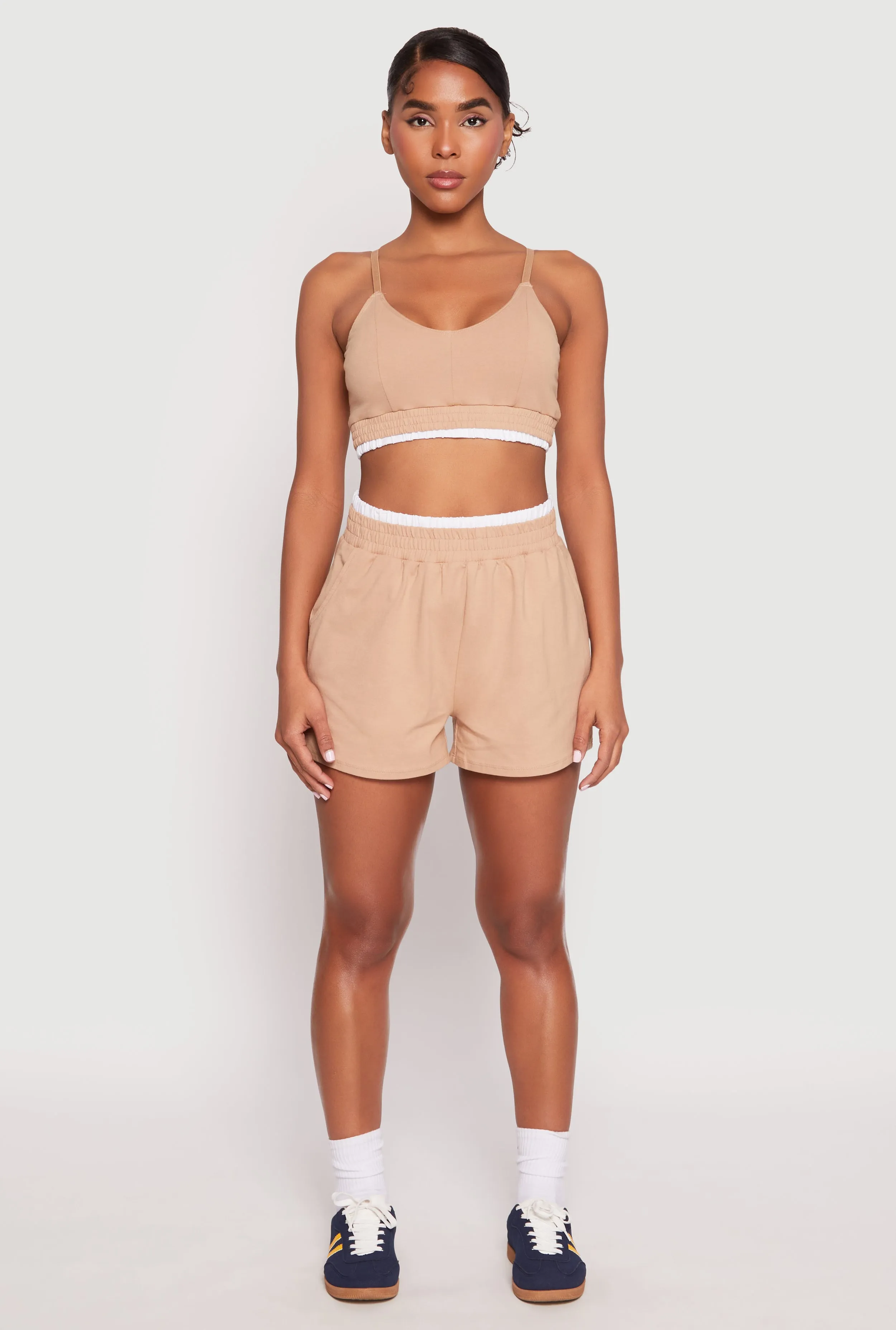 Contrast Elastic Trim High Waist Shorts sold by Rainbow