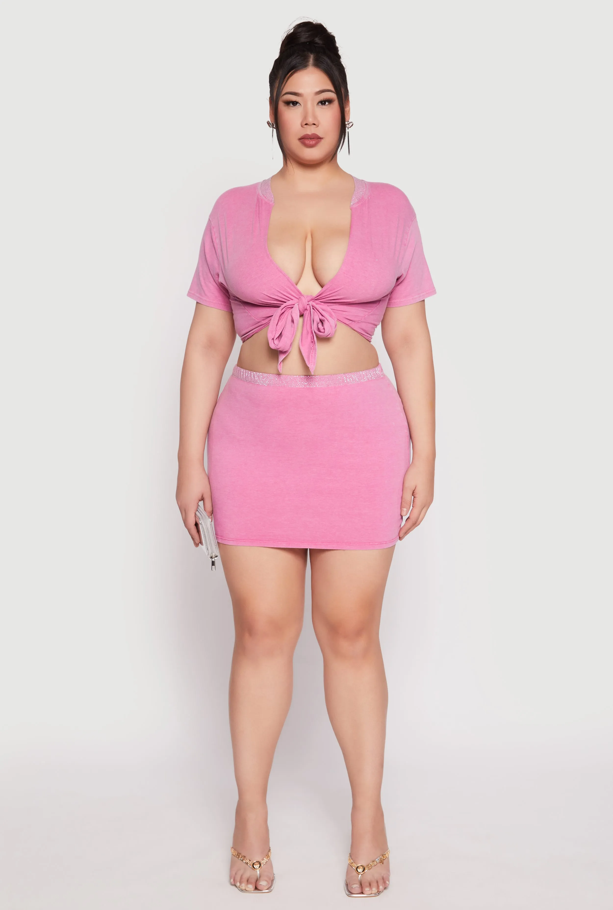 Plus Size Rhinestone Waist Mini Skirt sold by Rainbow