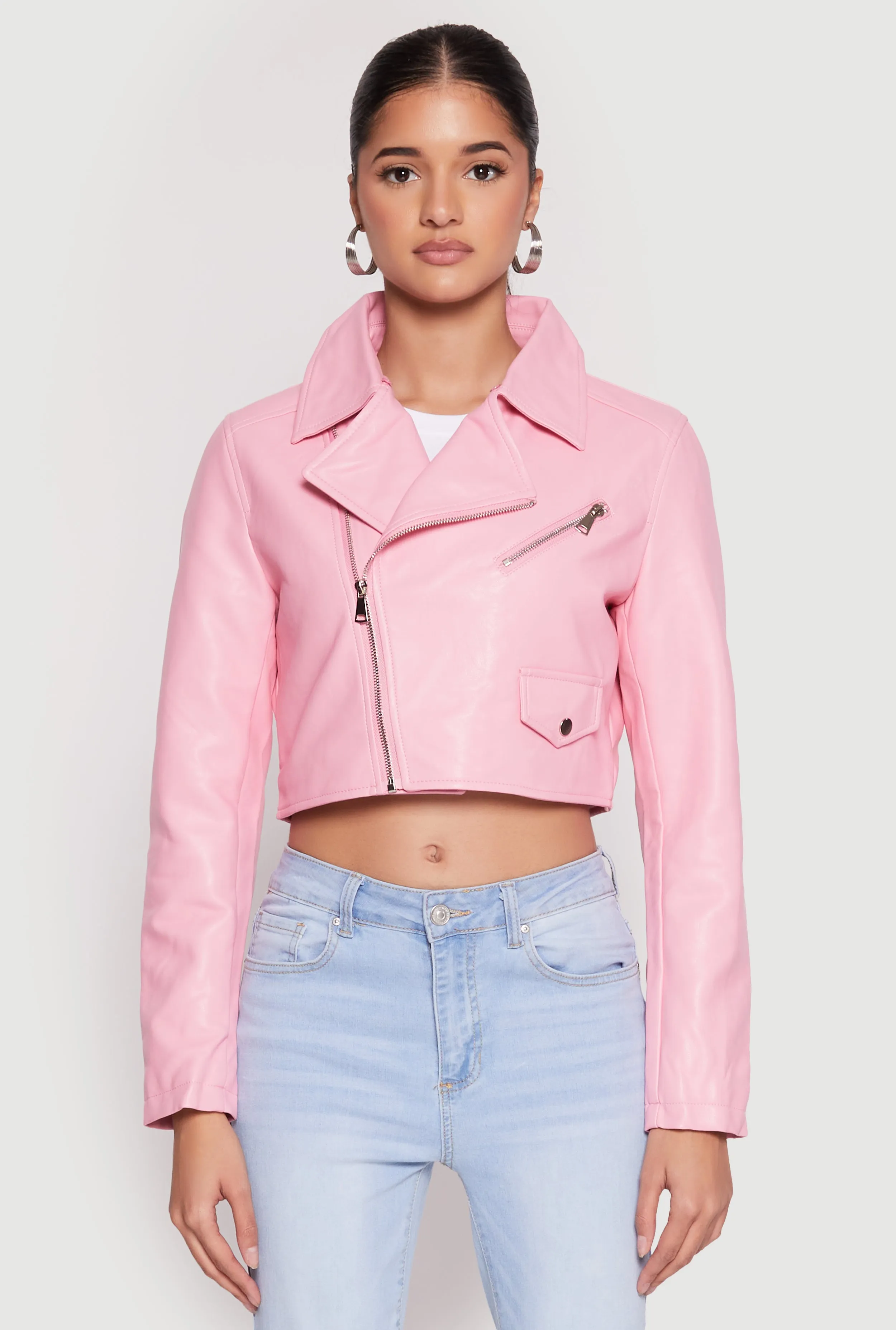 Daisy Faux Fur Collar Faux Leather Jacket sold by Rainbow product image thumbnail 5