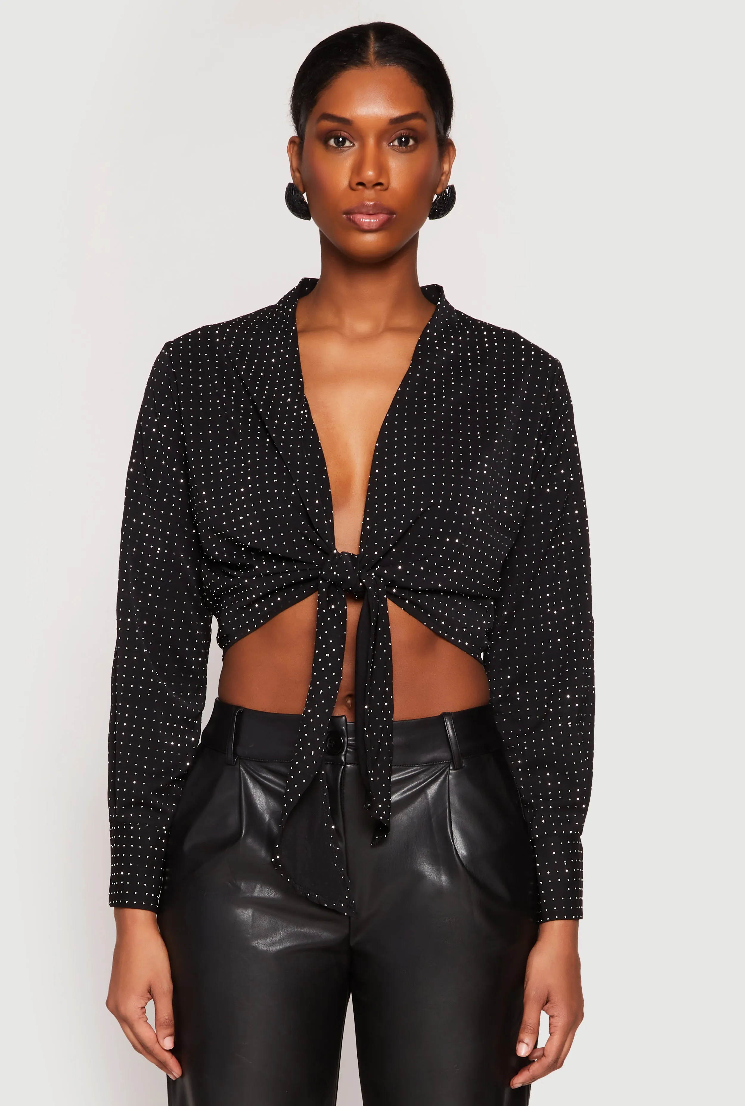 Rhinestone Tie Front Top sold by Rainbow product image thumbnail 2