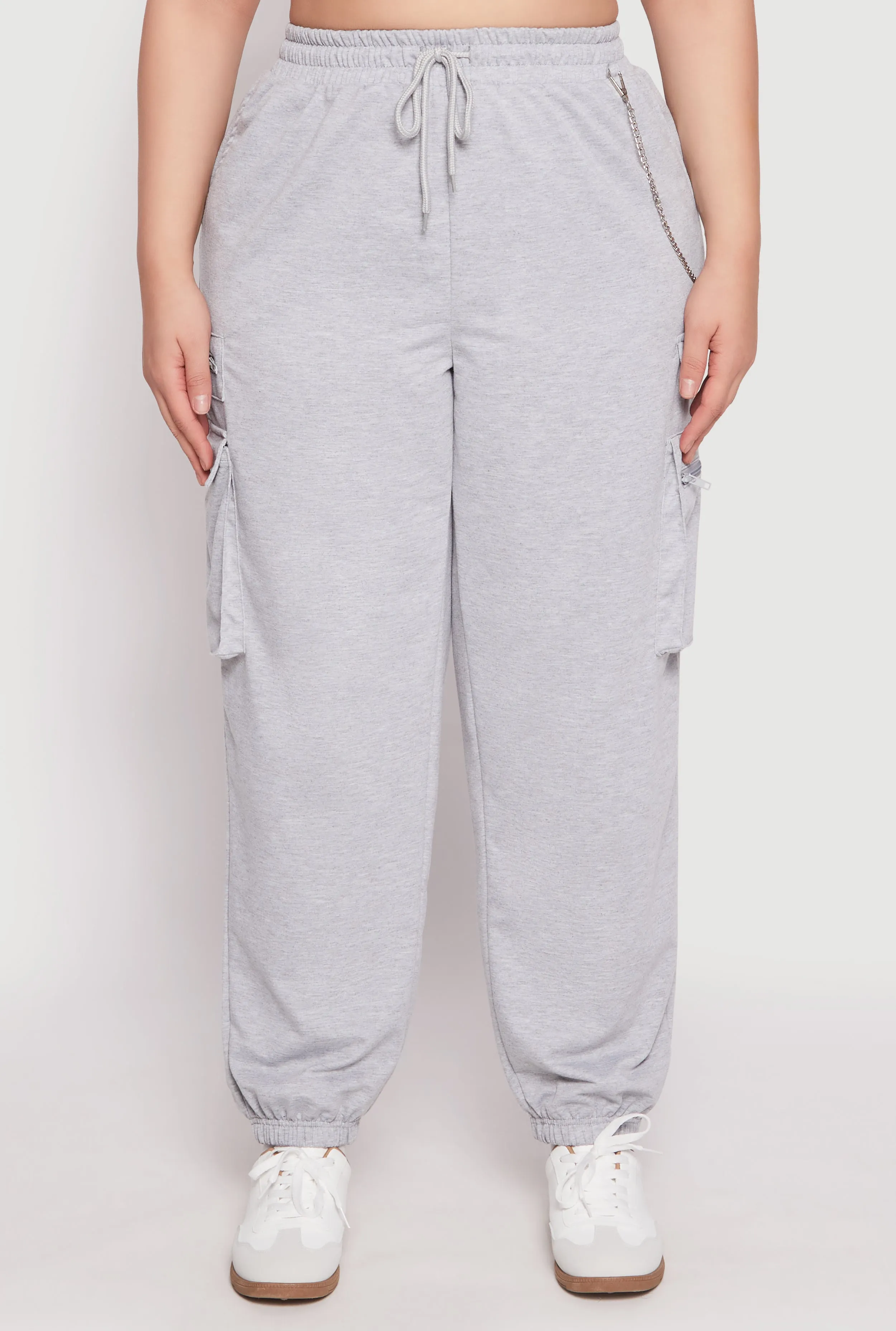 Plus Size French Terry Chain Detail Cargo Joggers sold by Rainbow product image thumbnail 2