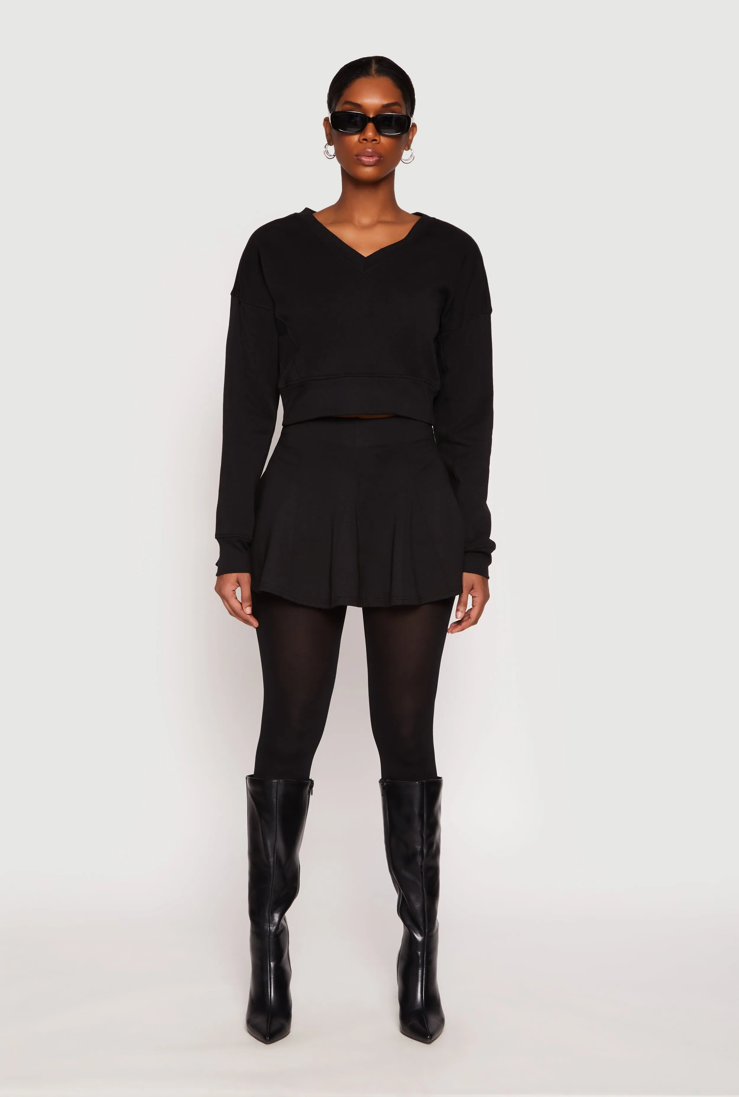 V Neck Cropped Sweatshirt sold by Rainbow