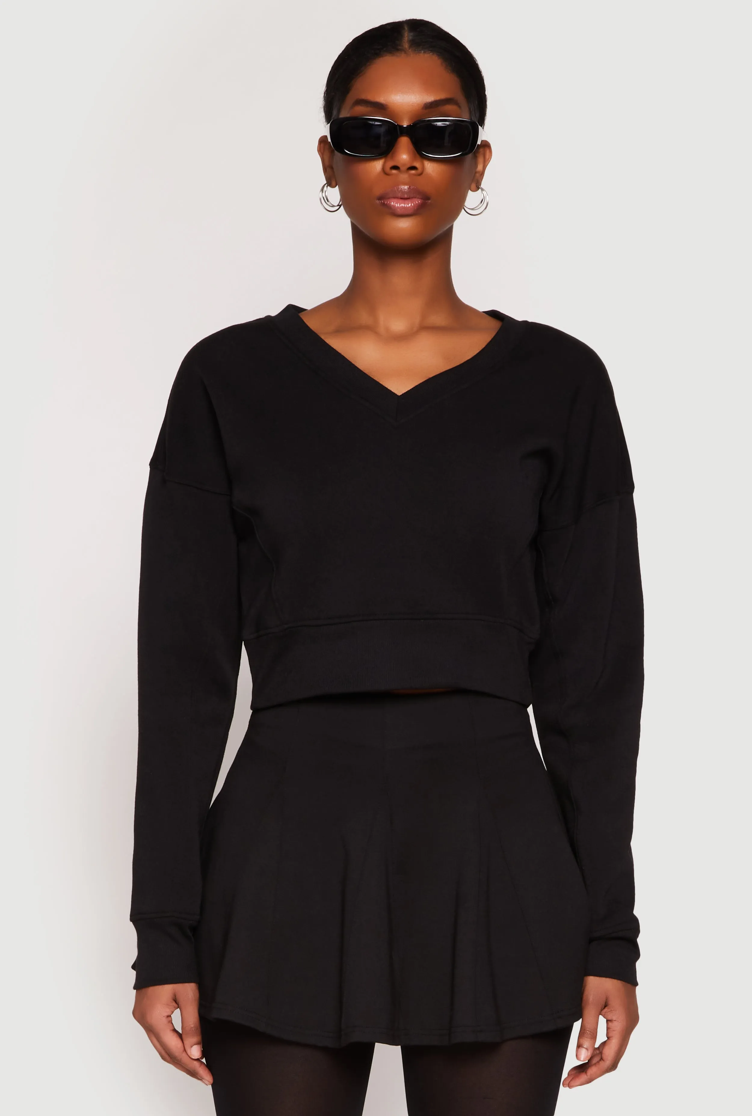 V Neck Cropped Sweatshirt sold by Rainbow product image thumbnail 2