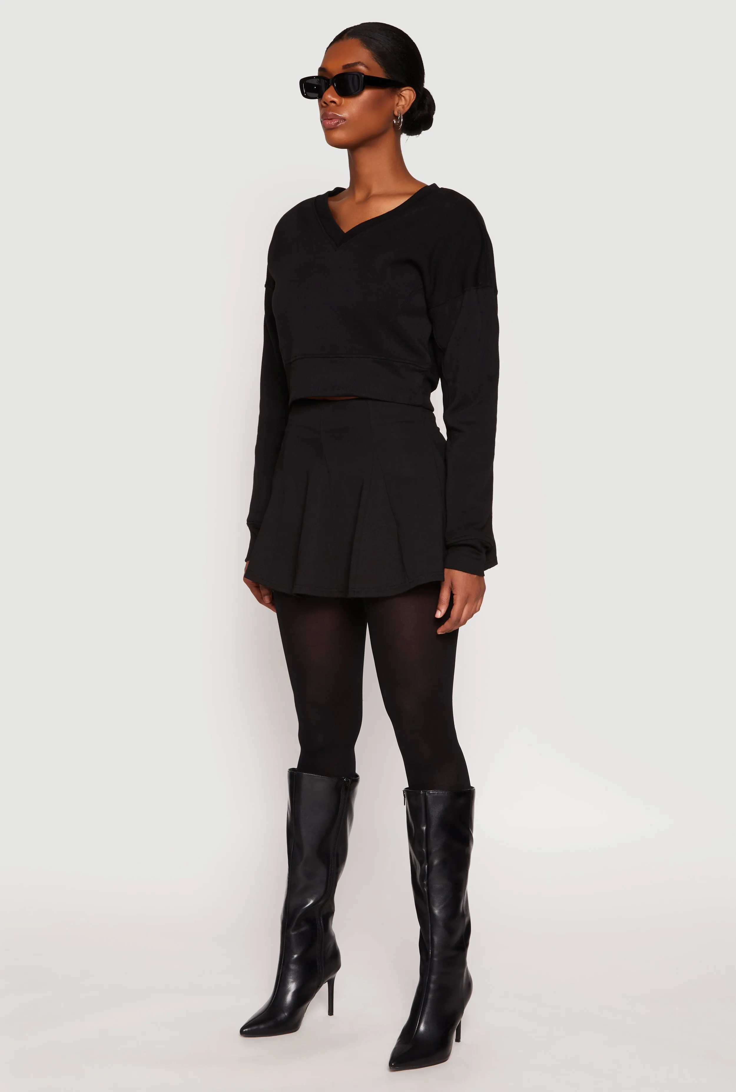 V Neck Cropped Sweatshirt sold by Rainbow product image thumbnail 3