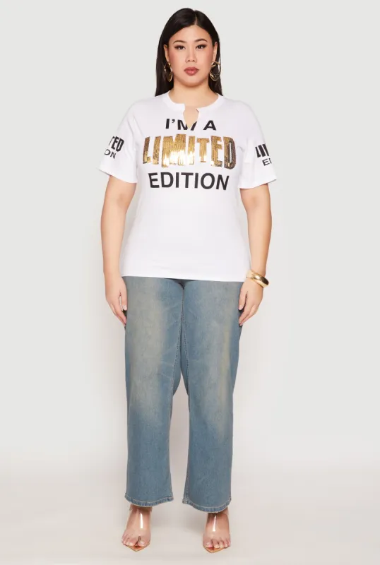 Plus Size Sequin Limited Edition Graphic Tee sold by Rainbow