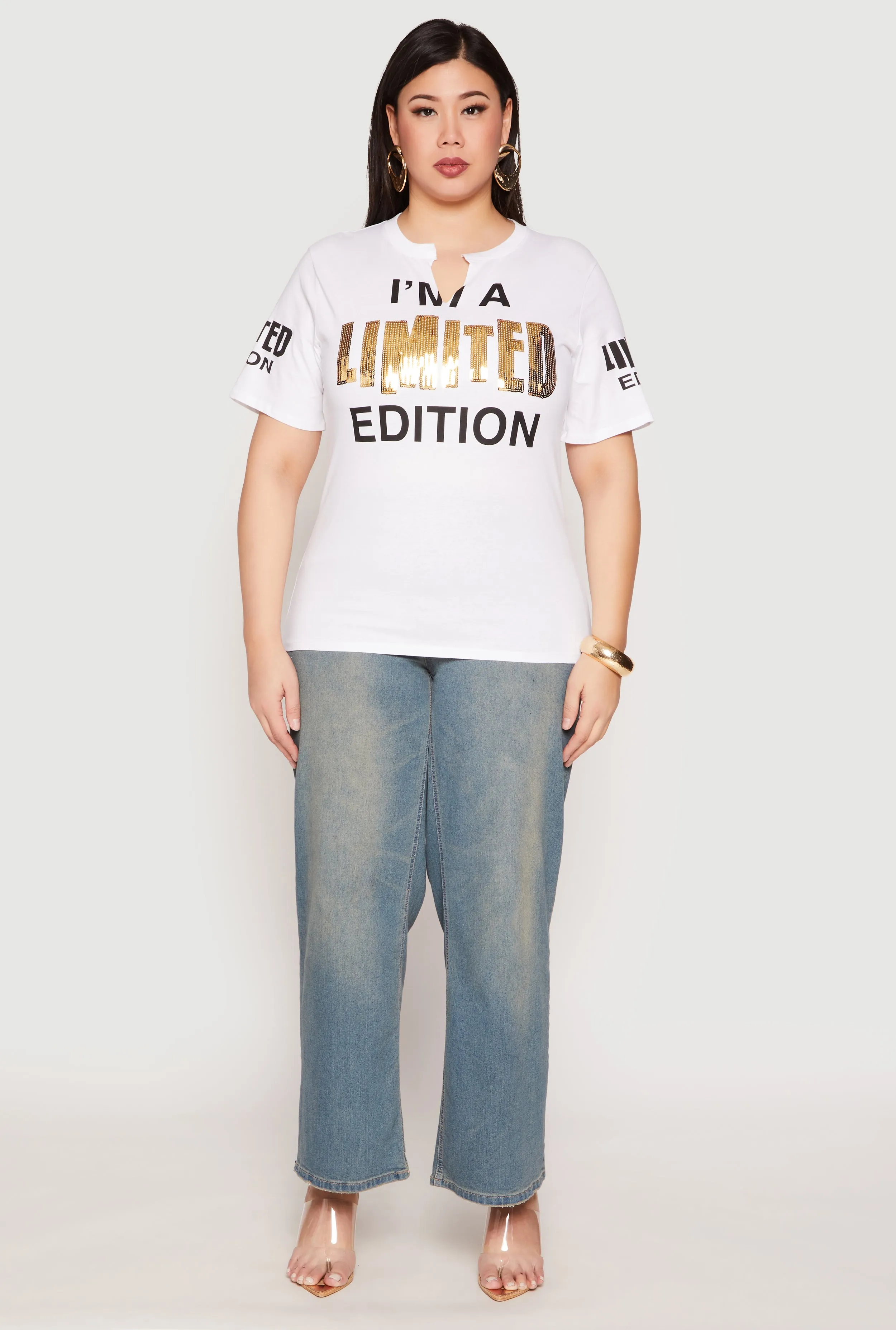 Plus Size Sequin Limited Edition Graphic Tee sold by Rainbow