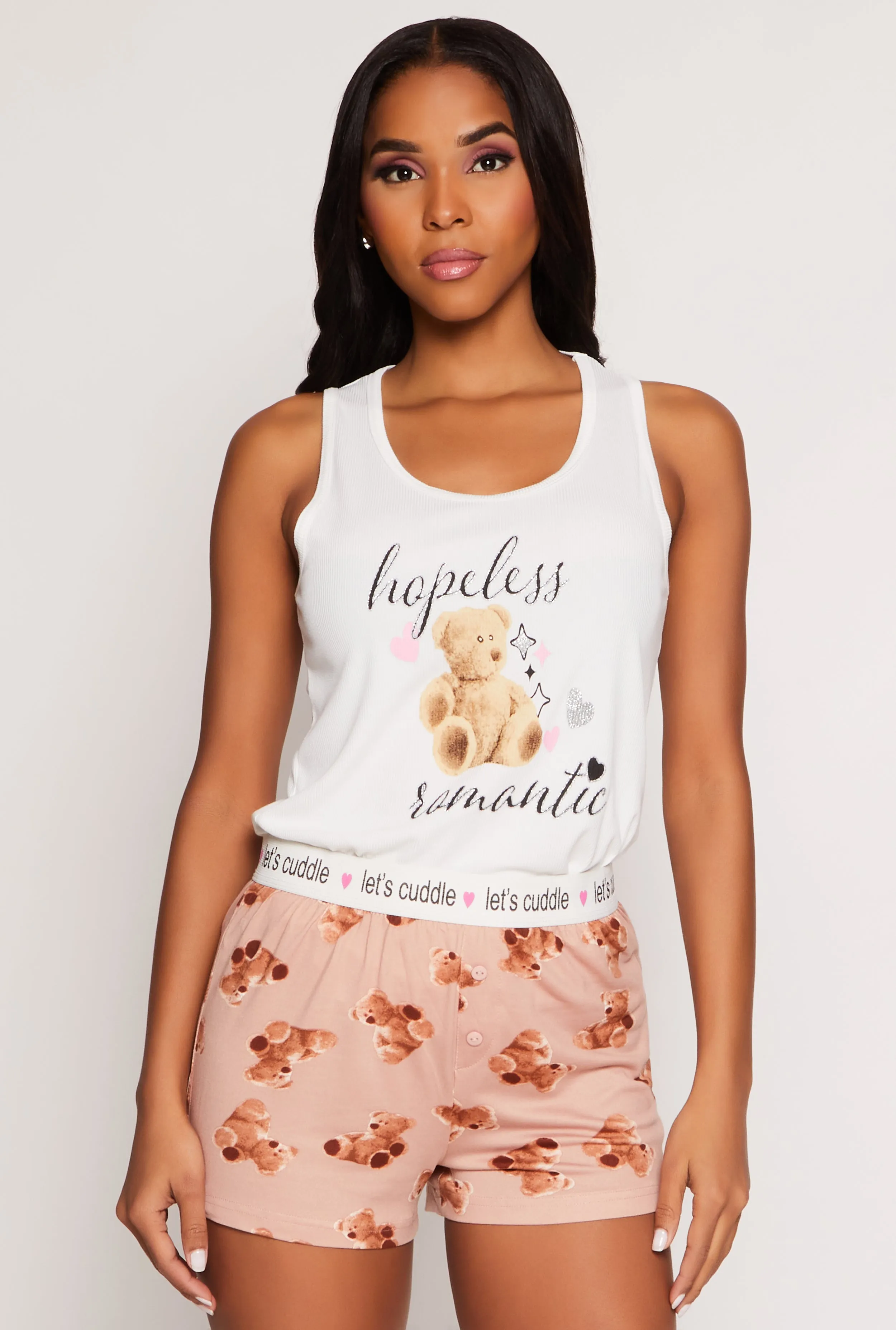 Hopeless Romantic Pajama Tank Top and Shorts sold by Rainbow