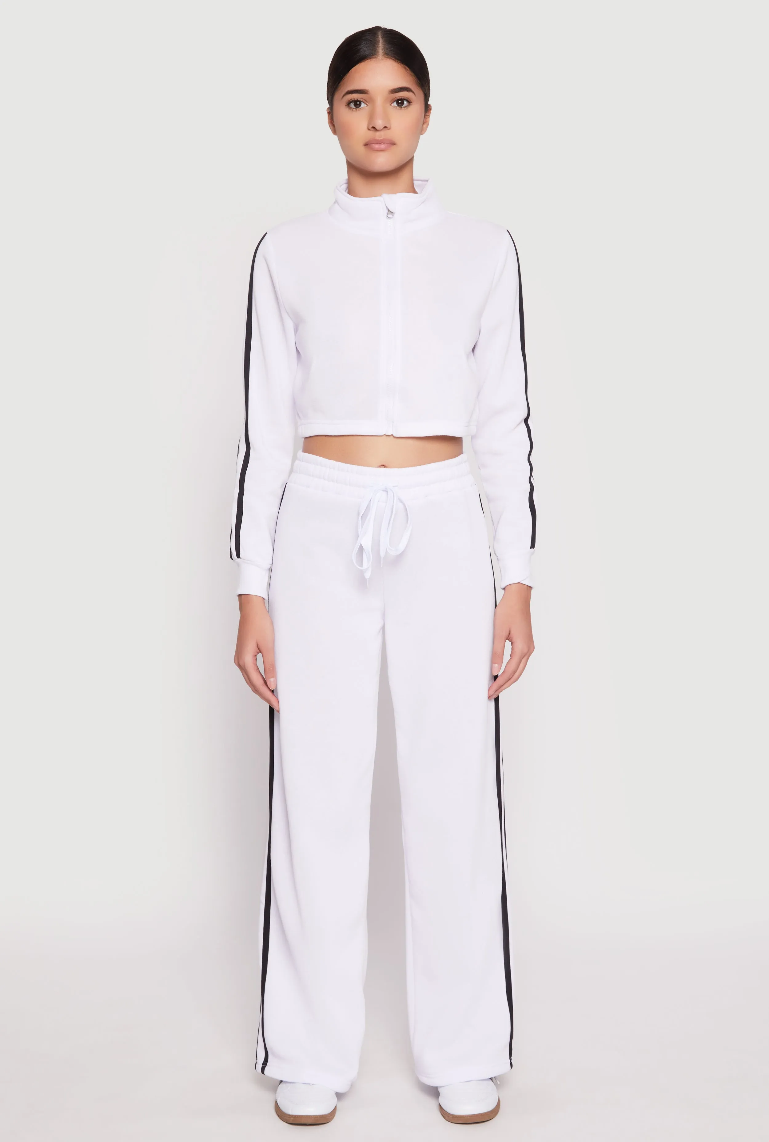 Varsity Stripe Zip Front Cropped Sweatshirt sold by Rainbow product image thumbnail 2