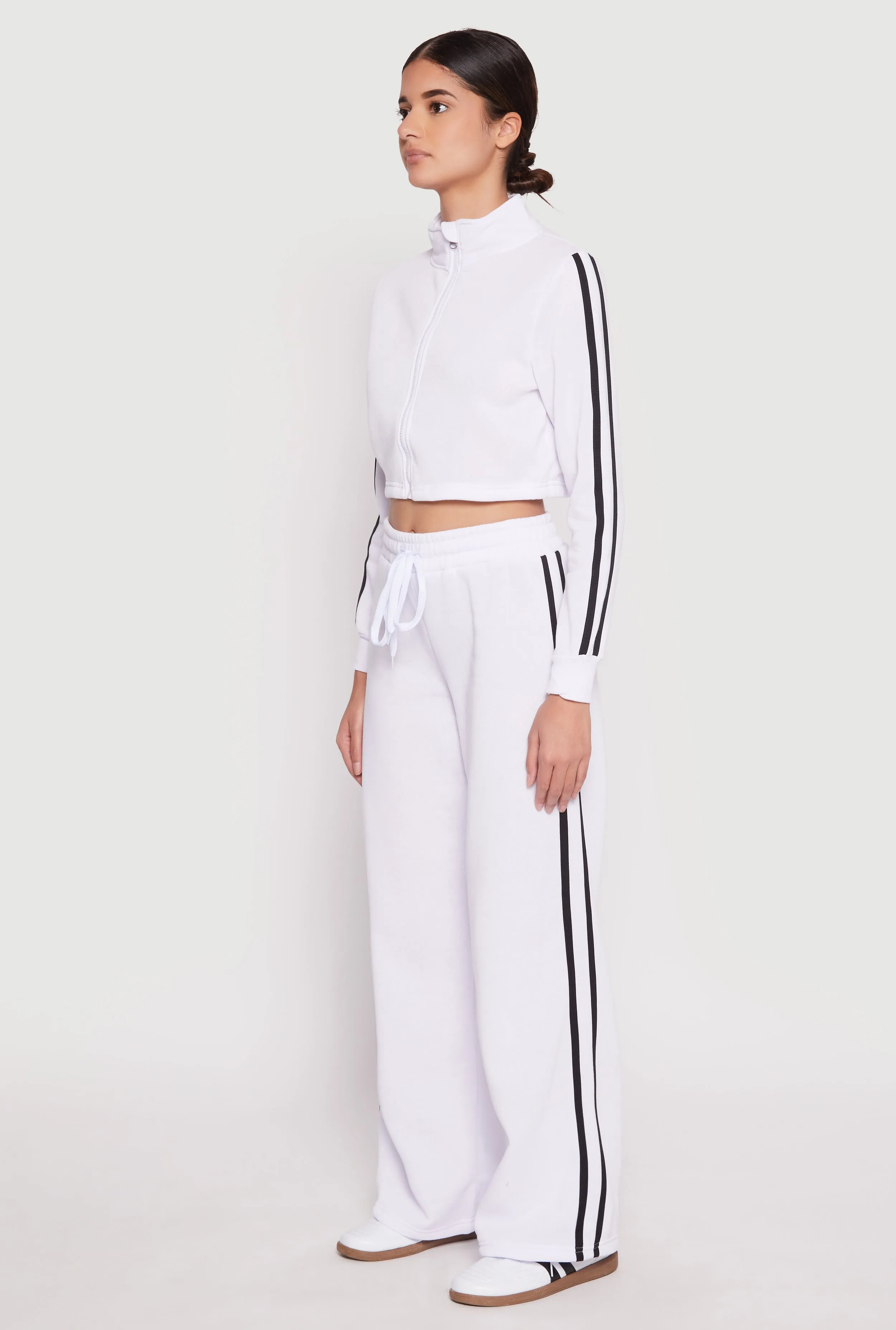 Varsity Stripe Zip Front Cropped Sweatshirt sold by Rainbow product image thumbnail 3