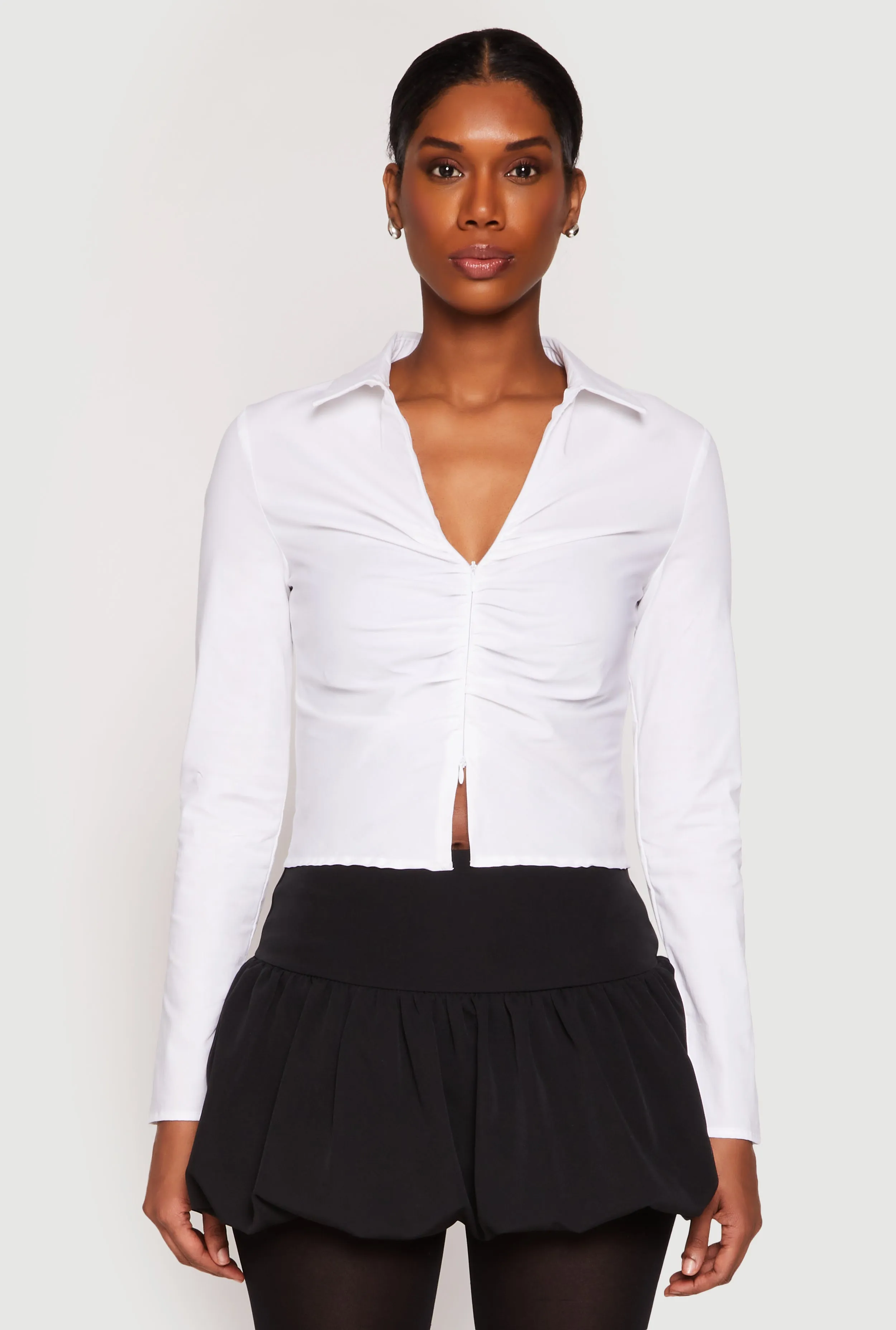 Ruched Double Zip Front Shirt sold by Rainbow product image thumbnail 2