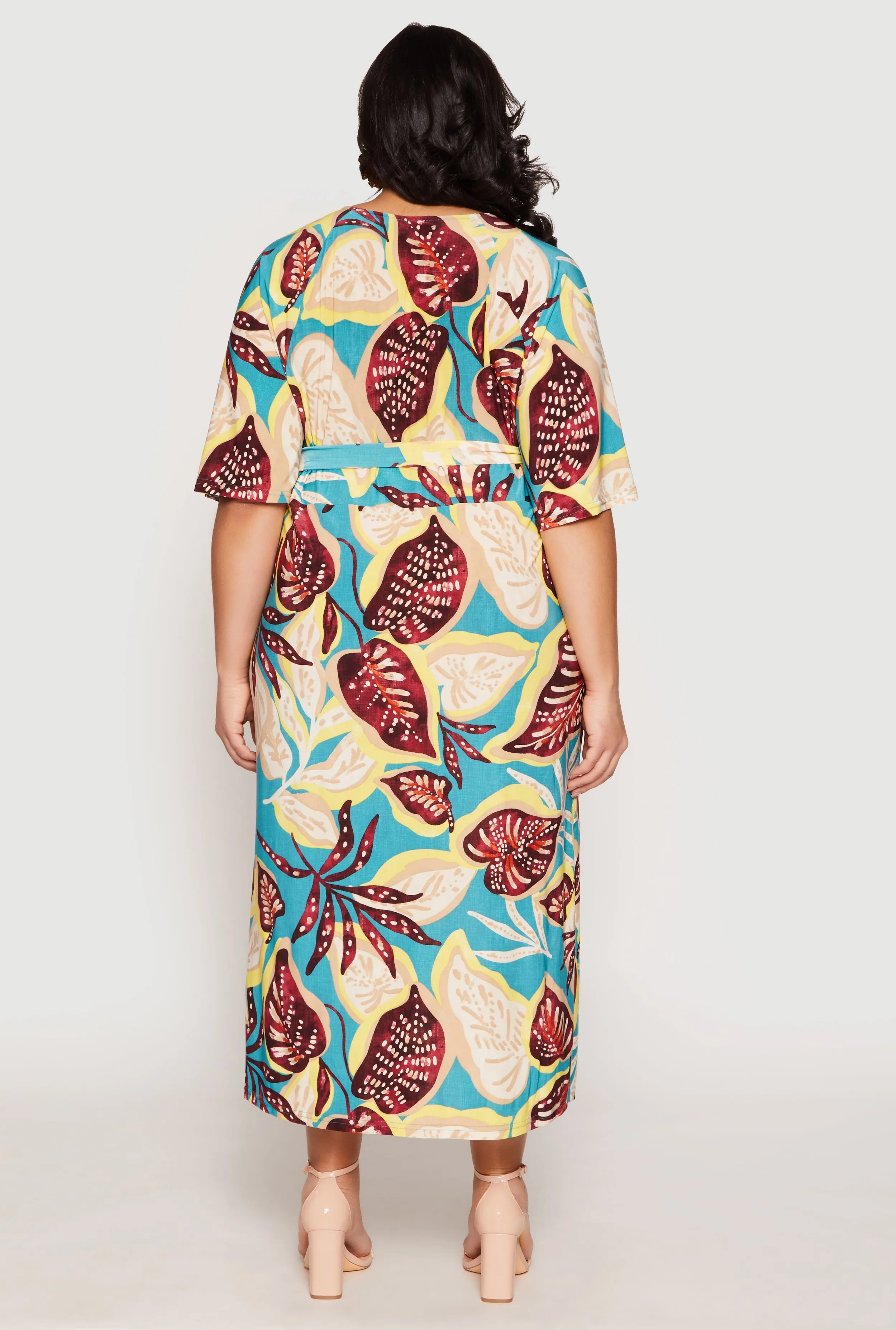 Plus Size Floral Tie Waist Belt Dress sold by Rainbow product image thumbnail 3