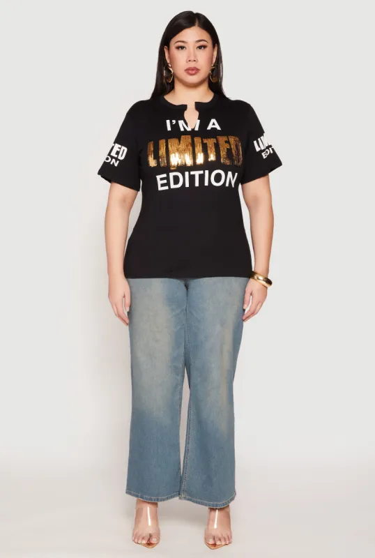 Plus Size Sequin Limited Edition Graphic Tee sold by Rainbow