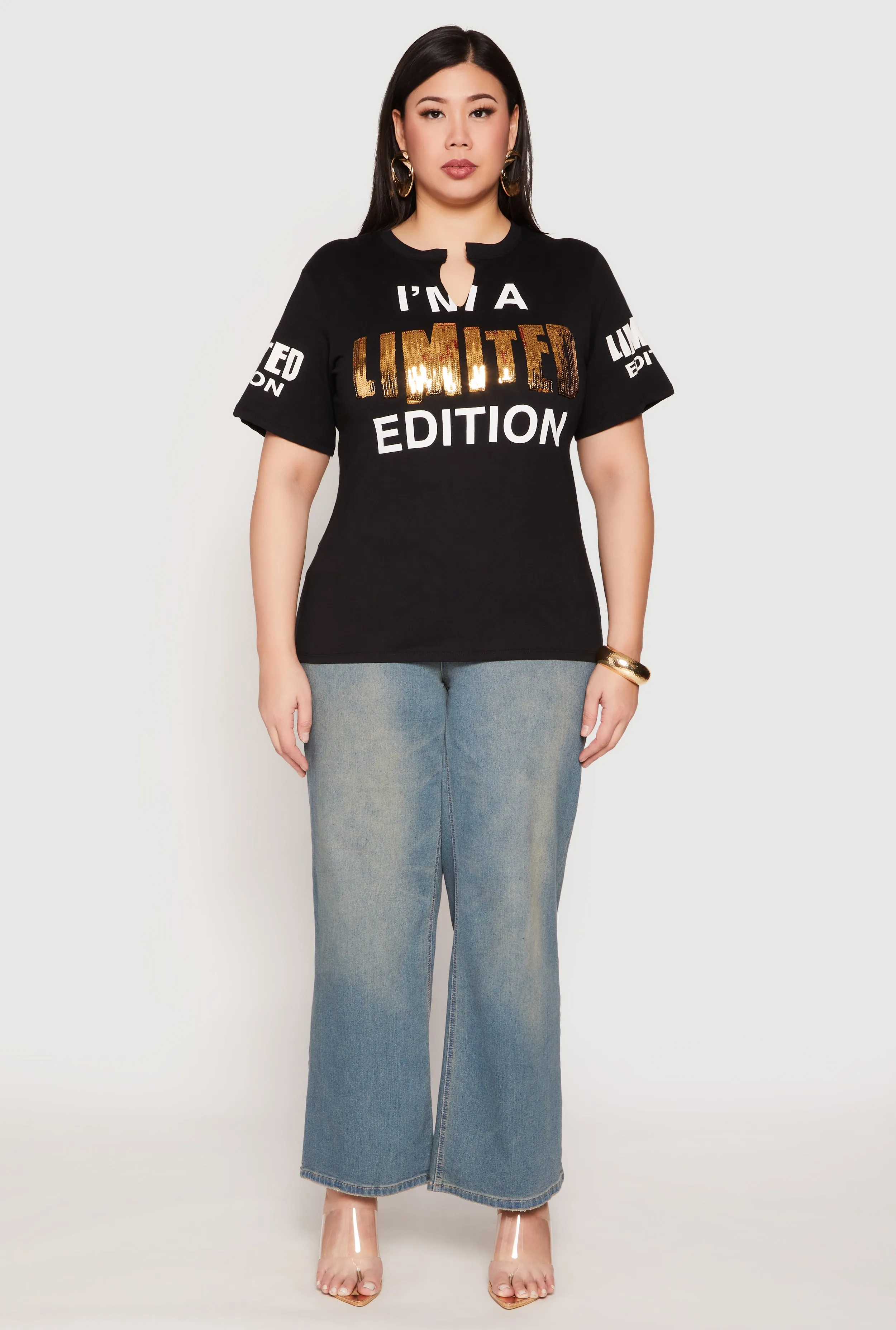 Plus Size Sequin Limited Edition Graphic Tee sold by Rainbow