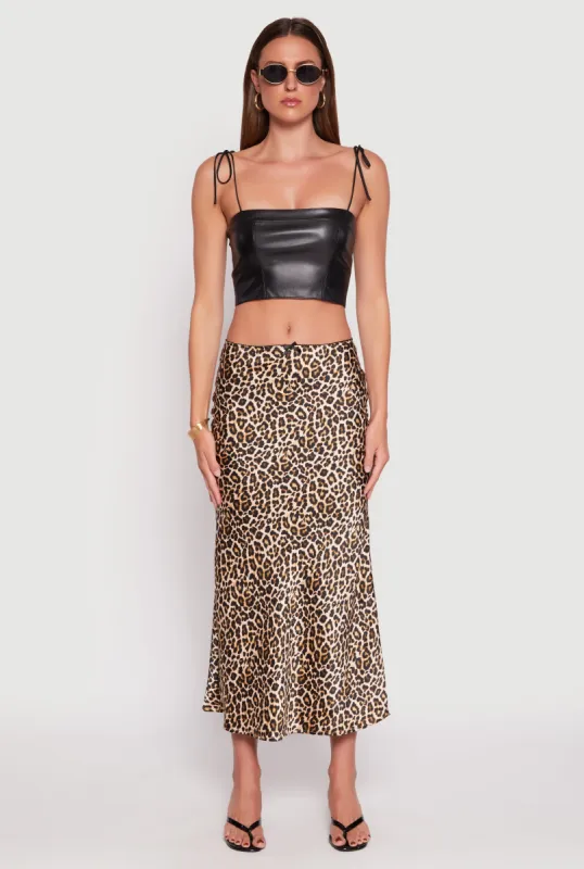 Faux Leather Tie Strap Corset Top sold by Rainbow