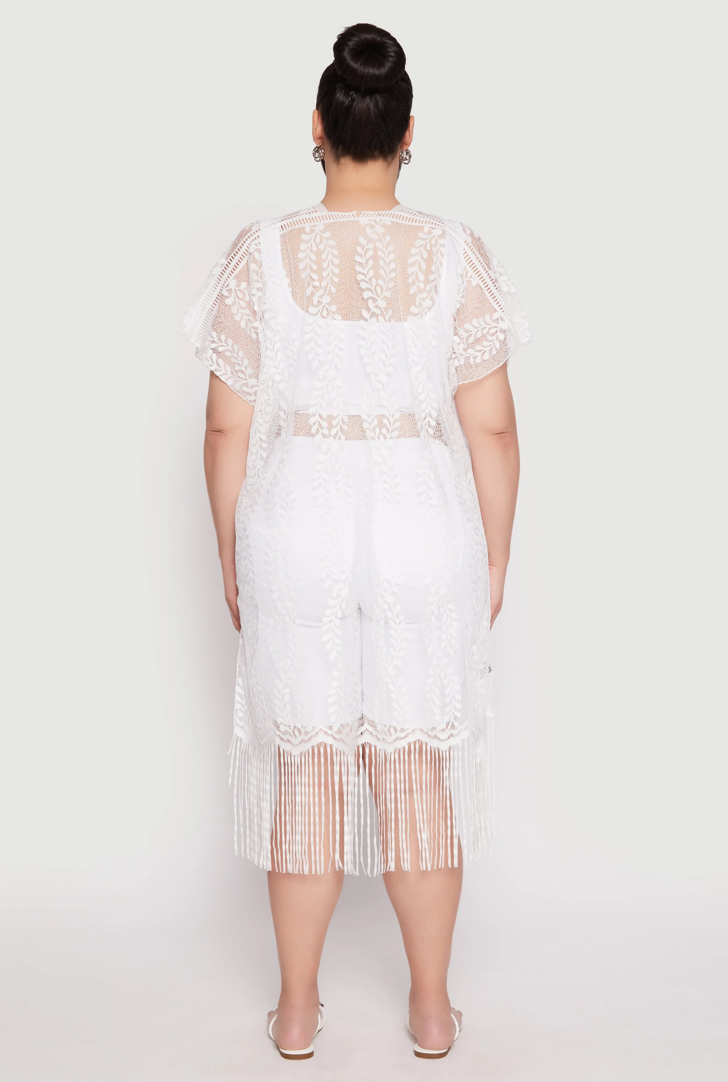 Fringe Trim Lace Cover Up Kimono sold by Rainbow product image thumbnail 3