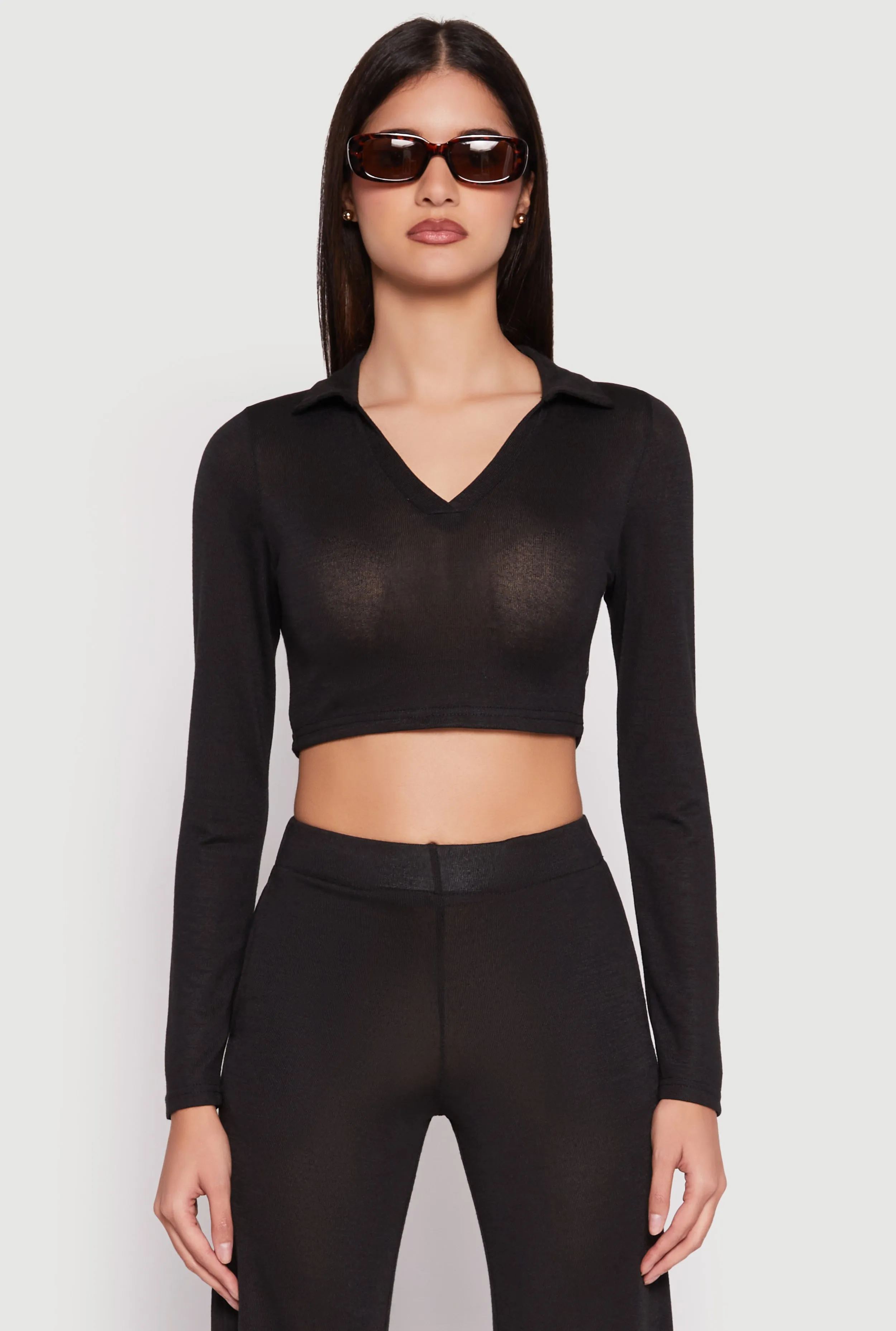 Daisy Long Sleeve Cropped Polo Shirt sold by Rainbow