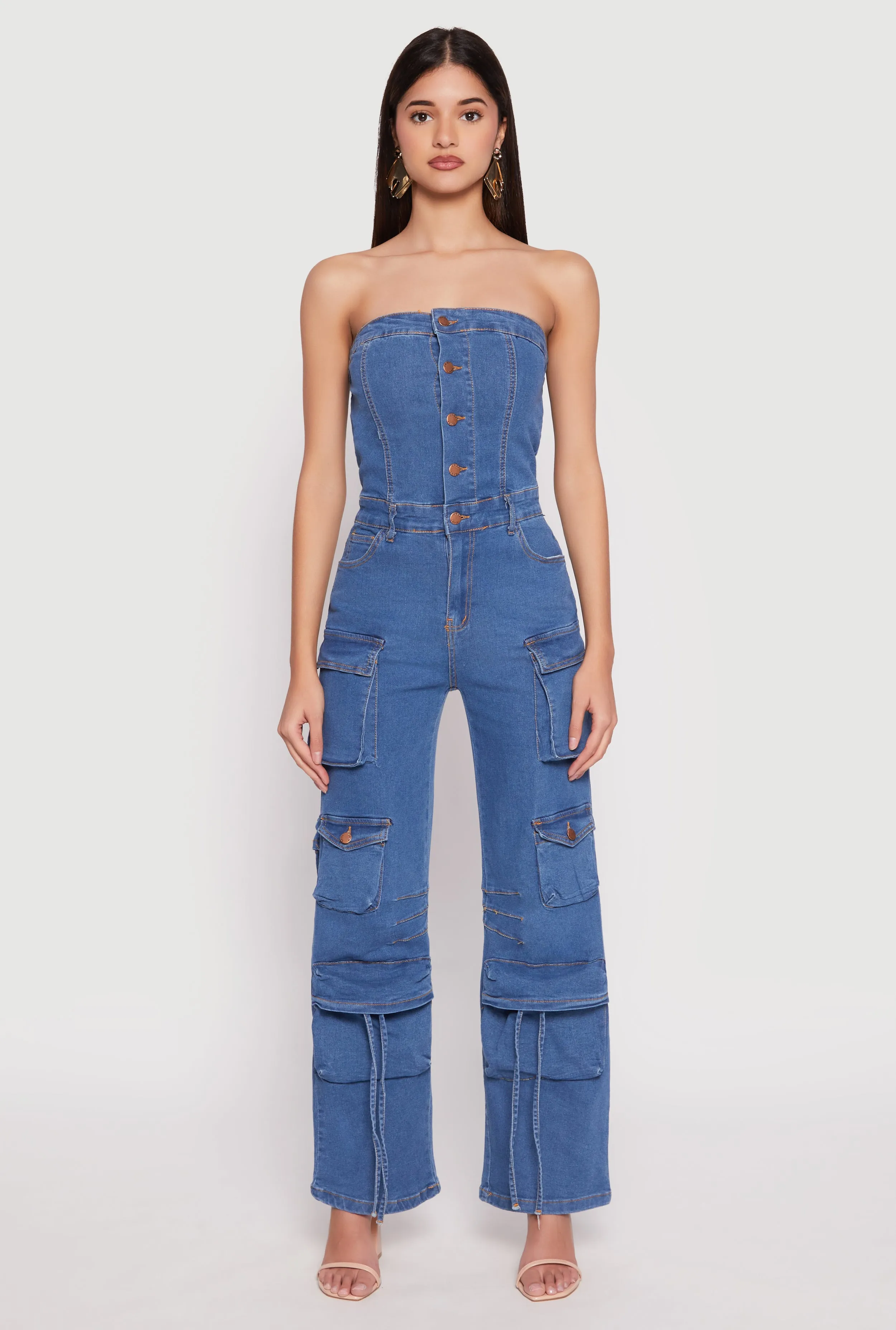 Daisy Denim Straight Leg Cargo Jumpsuit sold by Rainbow