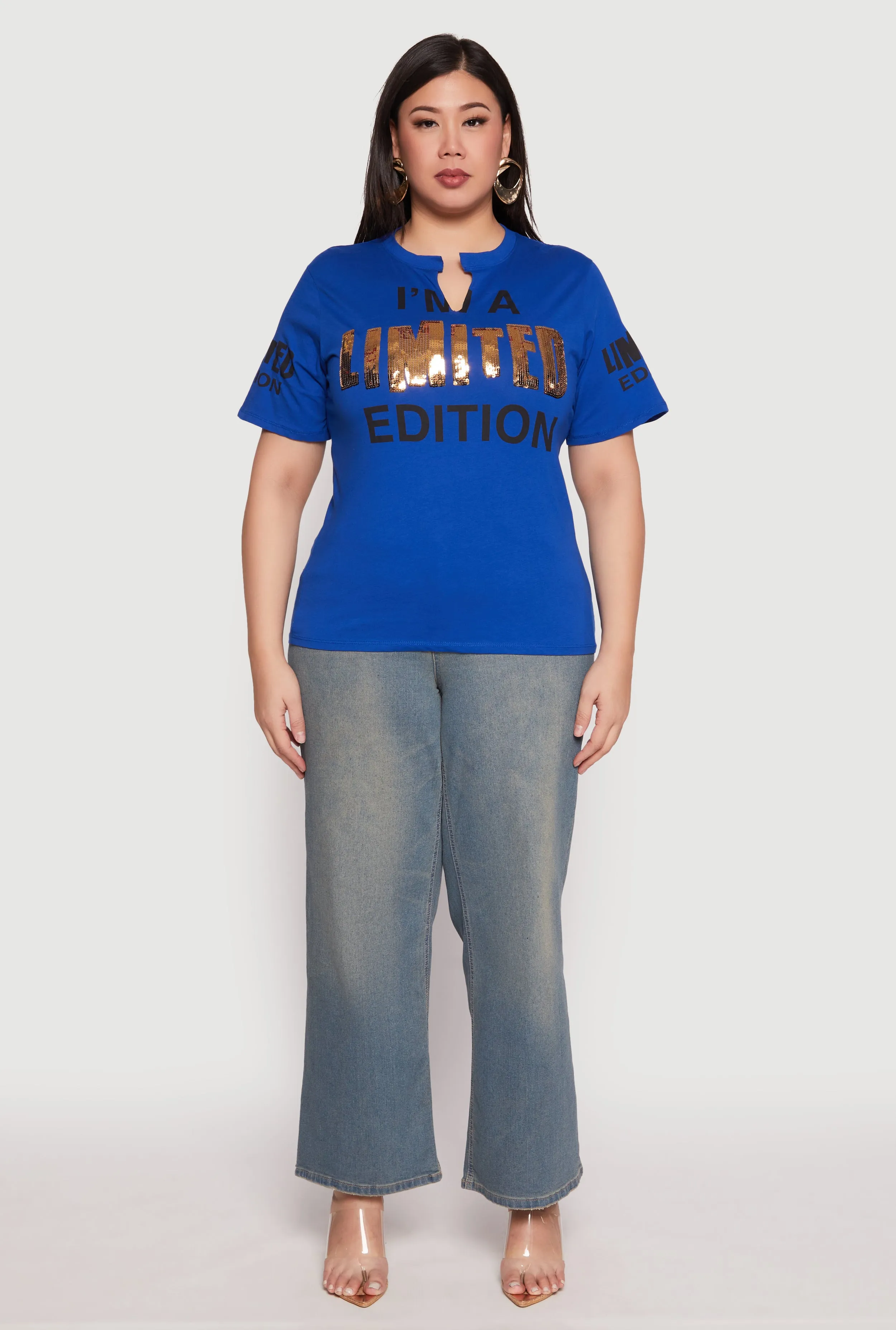 Plus Size Sequin Limited Edition Graphic Tee sold by Rainbow