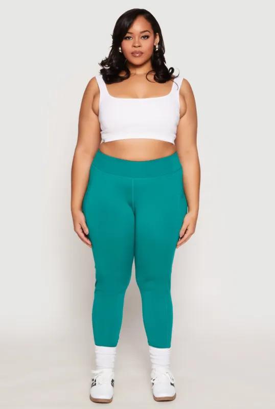 Plus Size Side Pocket High Waist Active Leggings sold by Rainbow