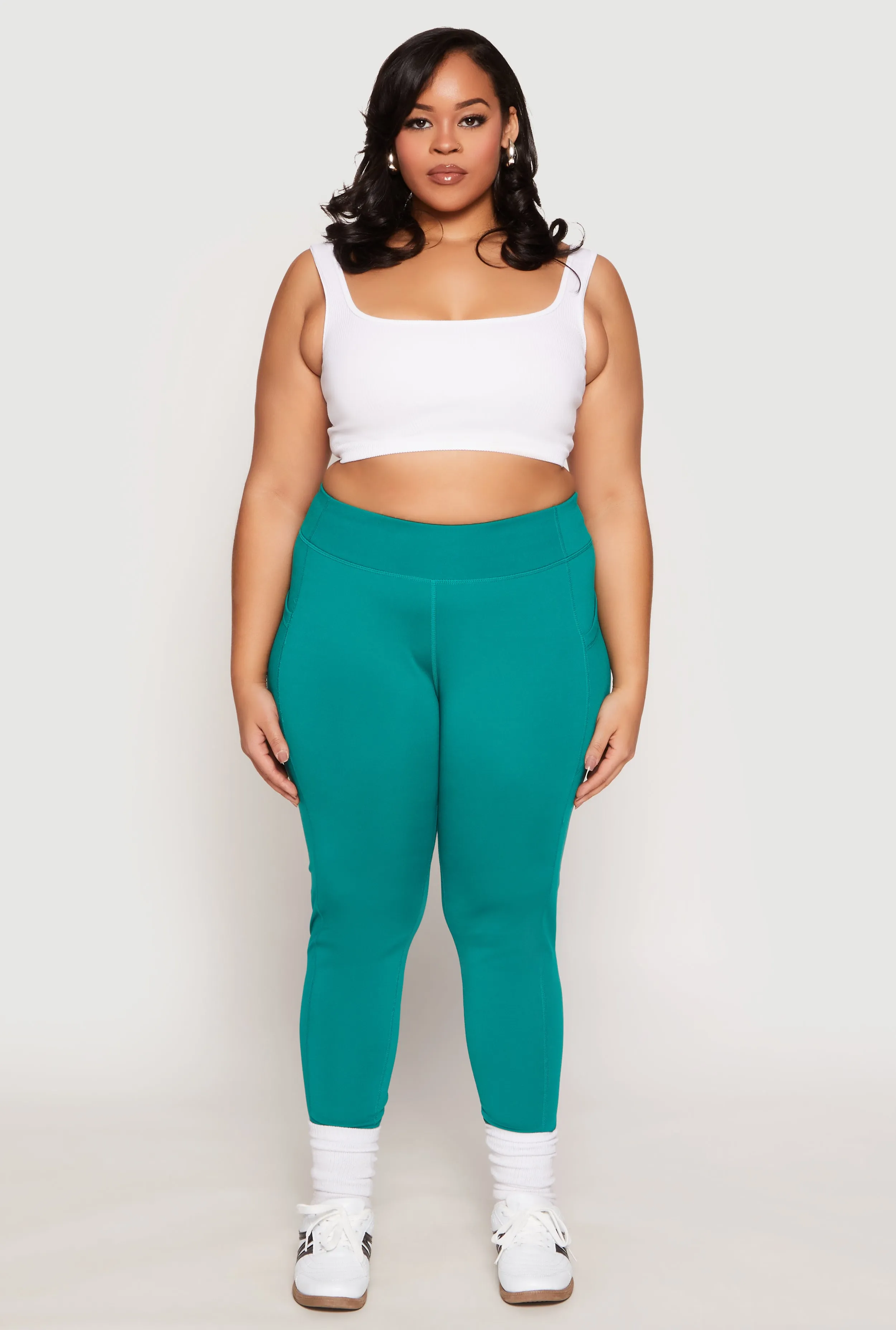 Plus Size Side Pocket High Waist Active Leggings sold by Rainbow