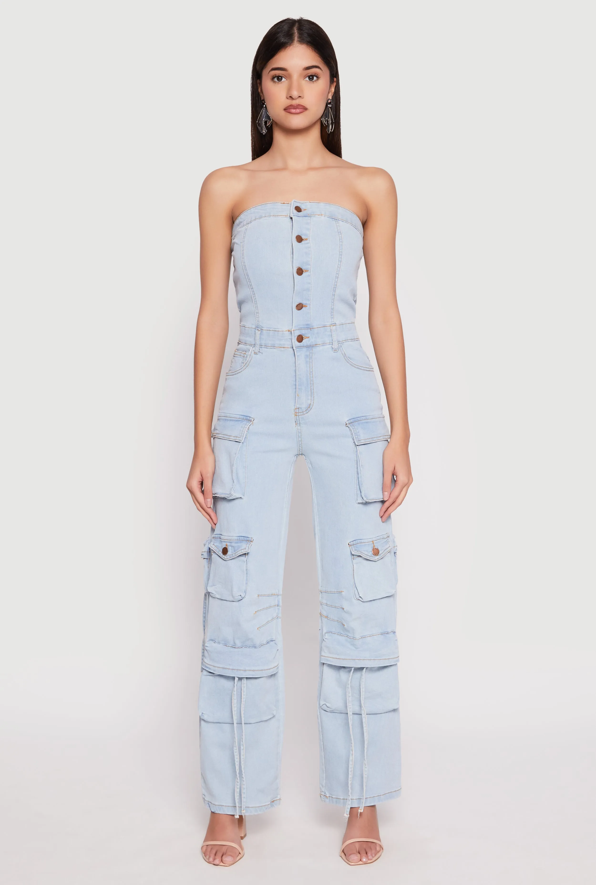 Daisy Denim Straight Leg Cargo Jumpsuit sold by Rainbow