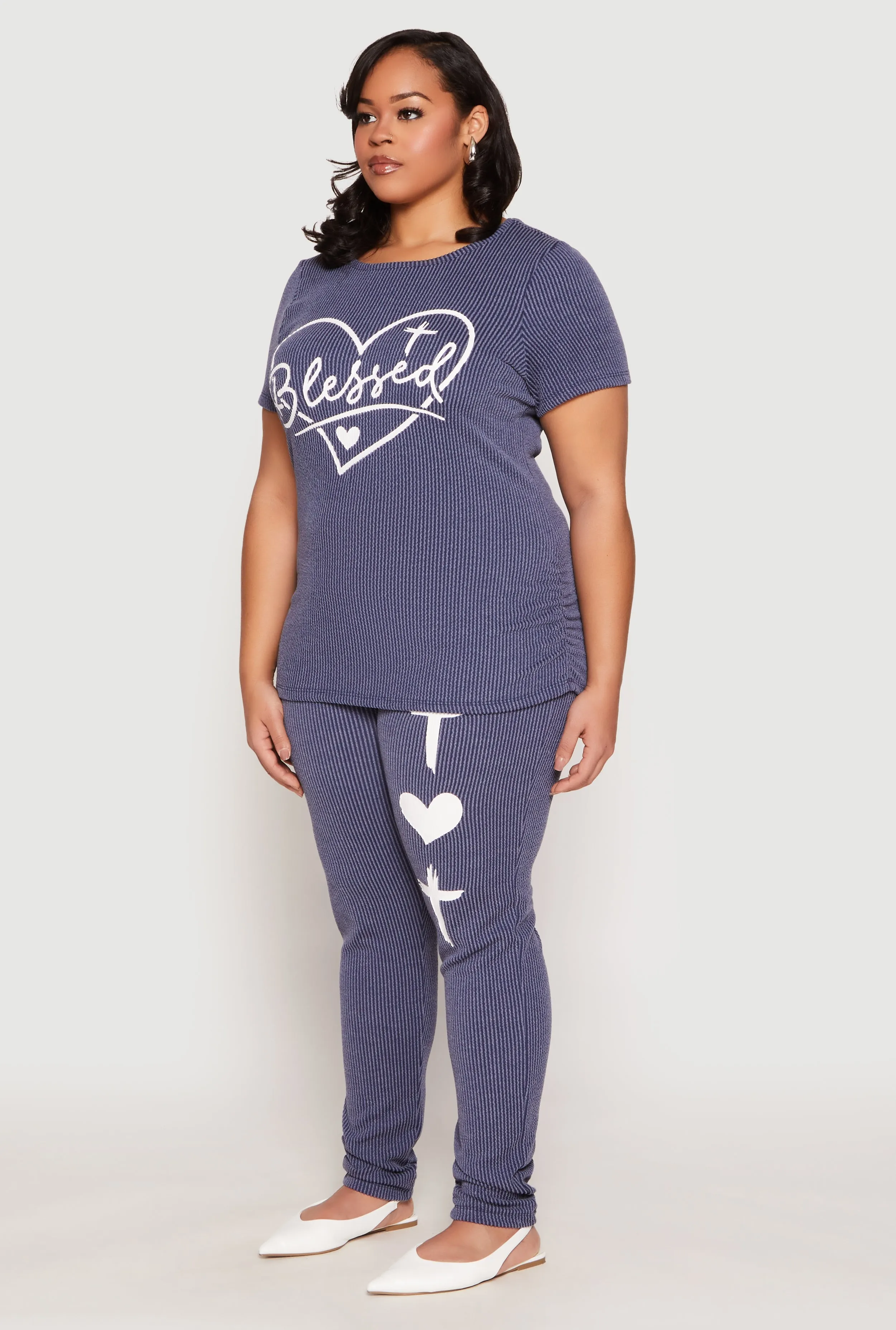 Plus Size Blessed Rib Knit Graphic Tee sold by Rainbow product image thumbnail 3