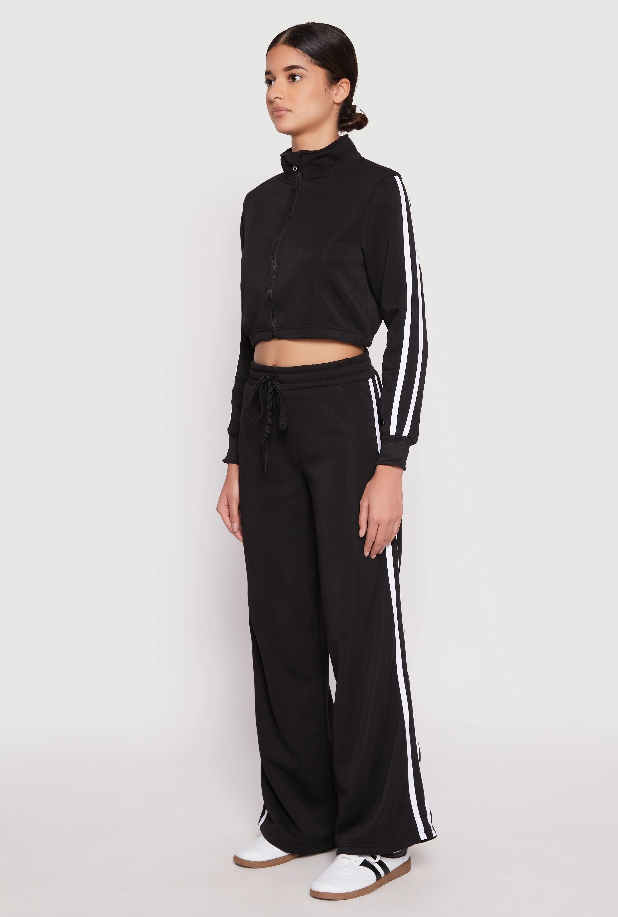 Varsity Stripe Zip Front Cropped Sweatshirt sold by Rainbow product image thumbnail 3
