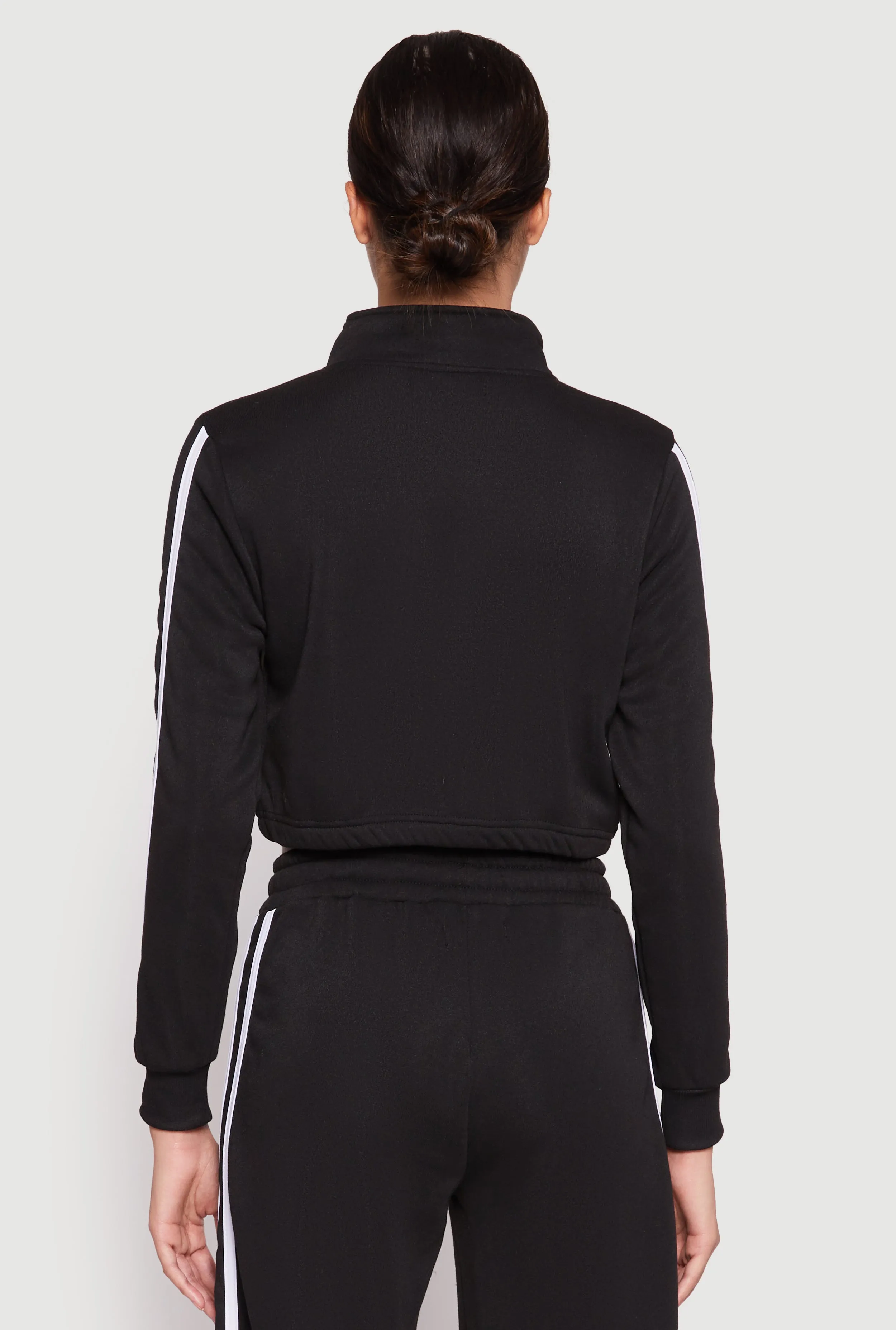 Varsity Stripe Zip Front Cropped Sweatshirt sold by Rainbow product image thumbnail 5