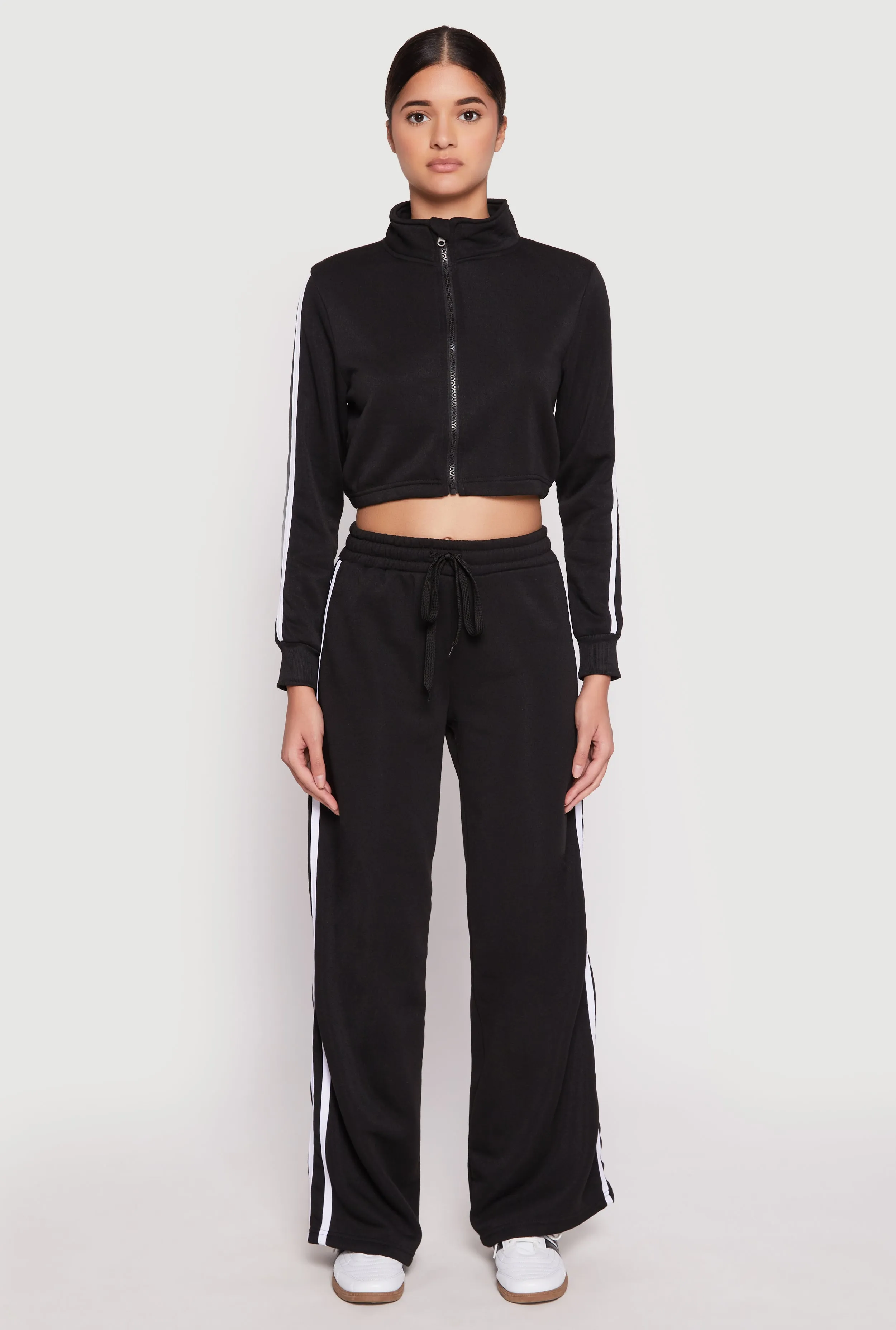 Varsity Stripe Zip Front Cropped Sweatshirt sold by Rainbow product image thumbnail 2