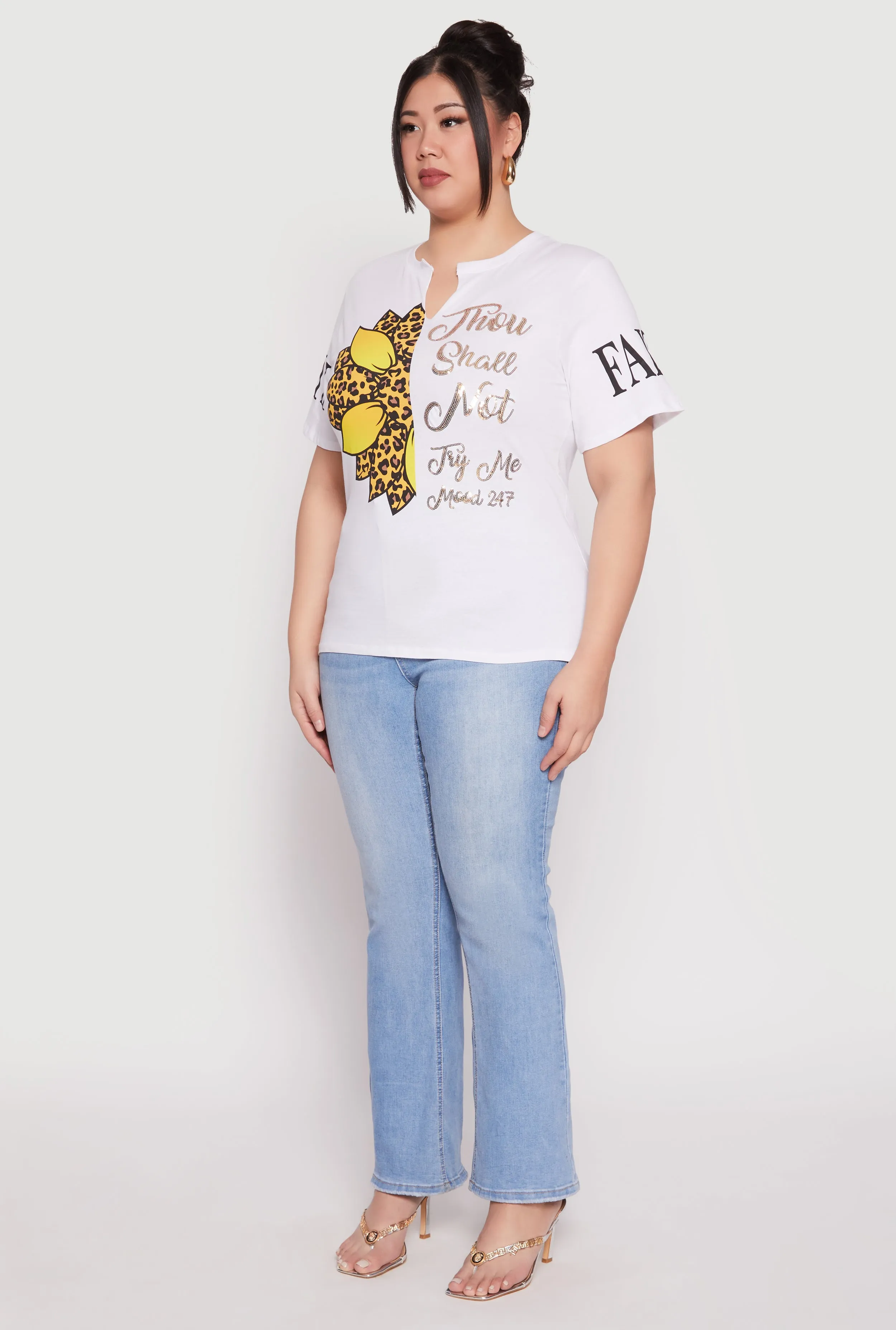 Plus Size Sequin Thou Shall Not Graphic Tee sold by Rainbow product image thumbnail 3