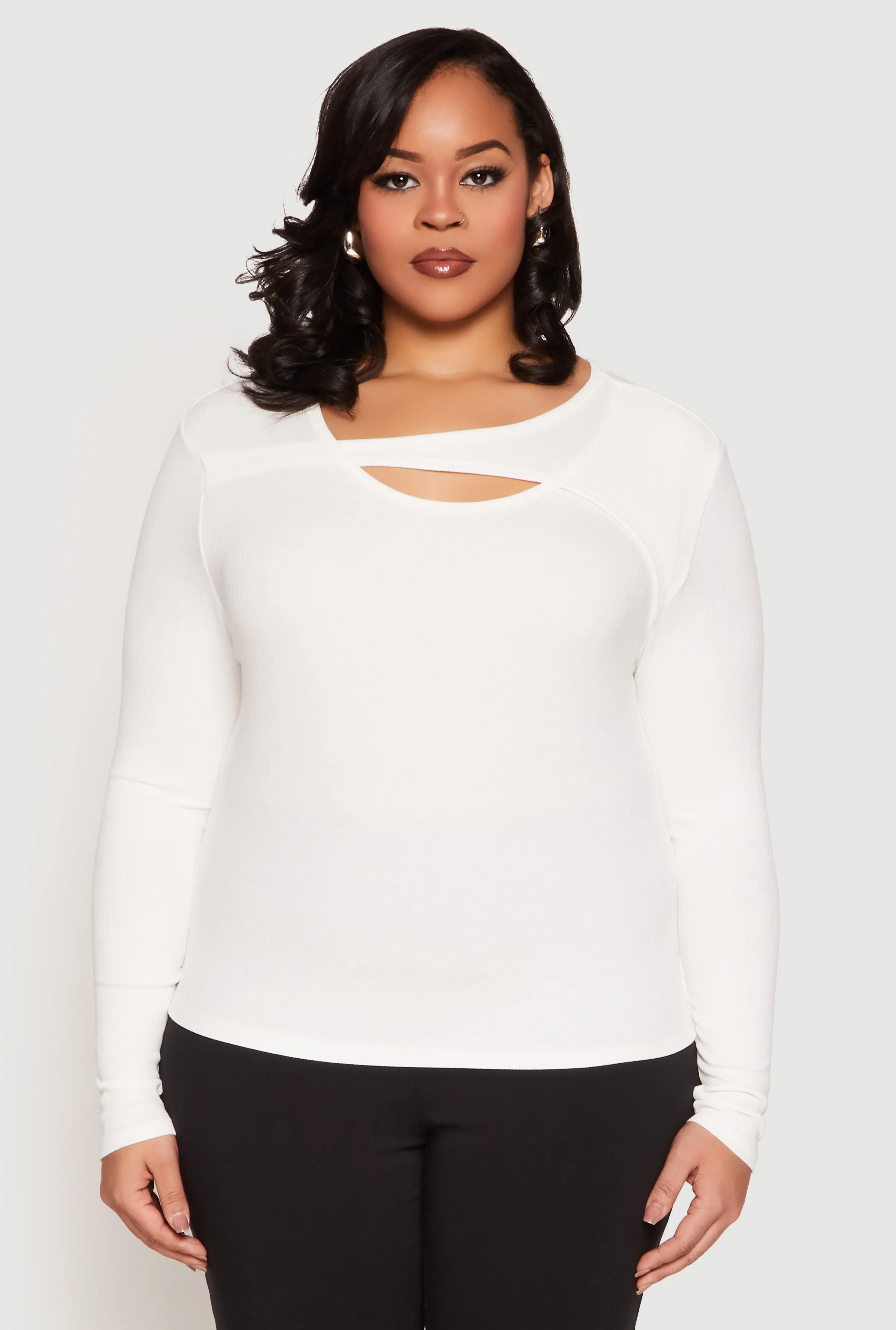 Plus Size Ribbed Knit Keyhole Top sold by Rainbow product image thumbnail 2