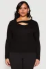 Plus Size Ribbed Knit Keyhole Top sold by Rainbow