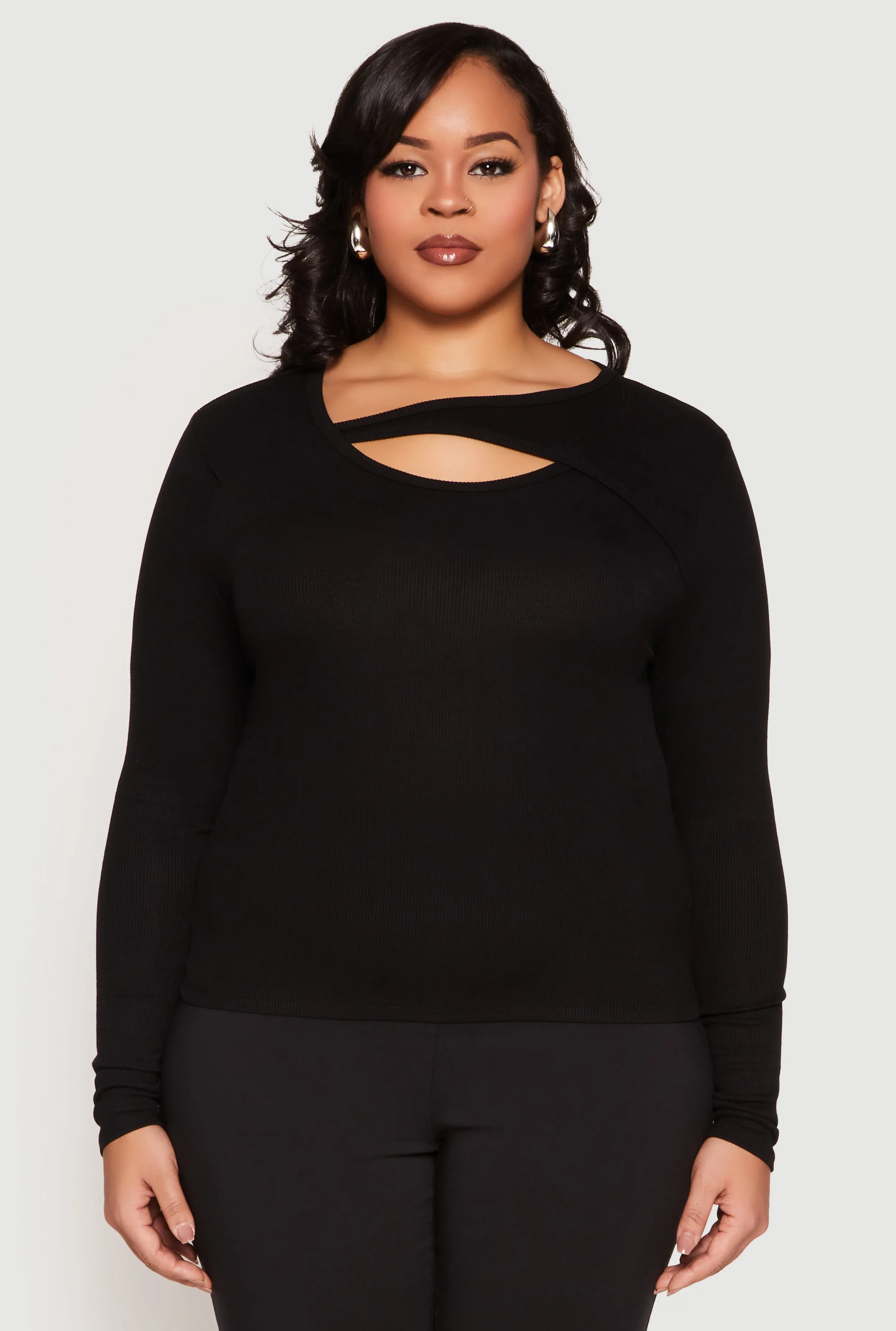 Plus Size Ribbed Knit Keyhole Top sold by Rainbow product image thumbnail 2