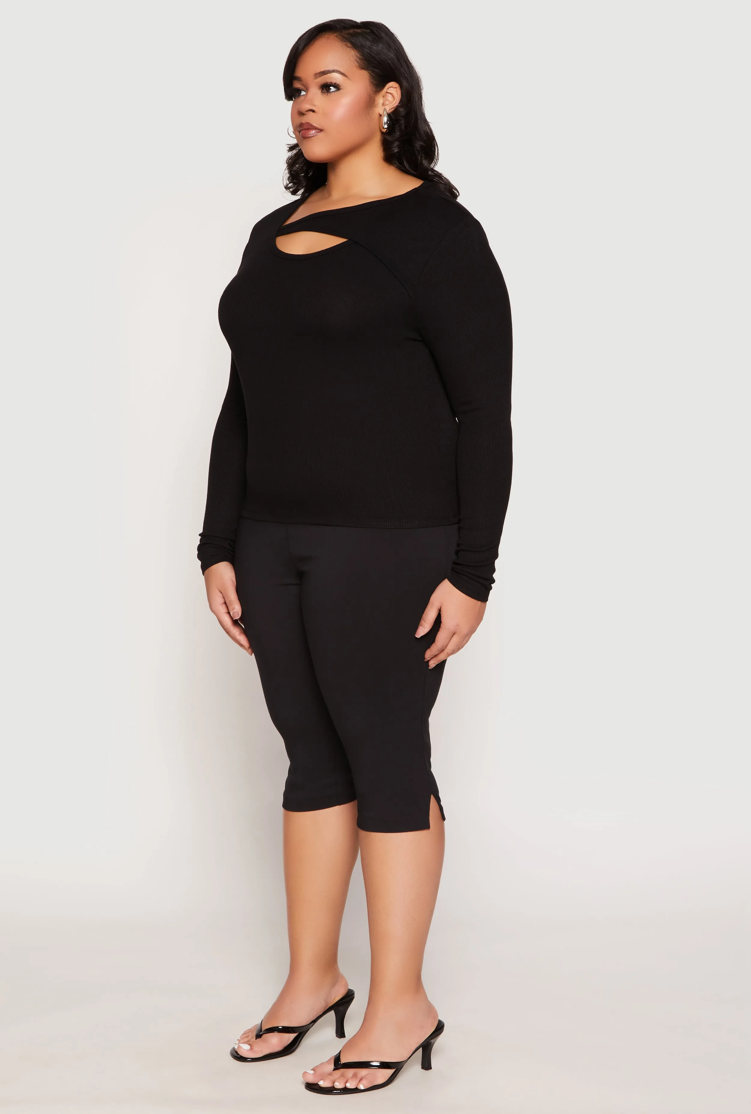 Plus Size Ribbed Knit Keyhole Top sold by Rainbow product image thumbnail 3
