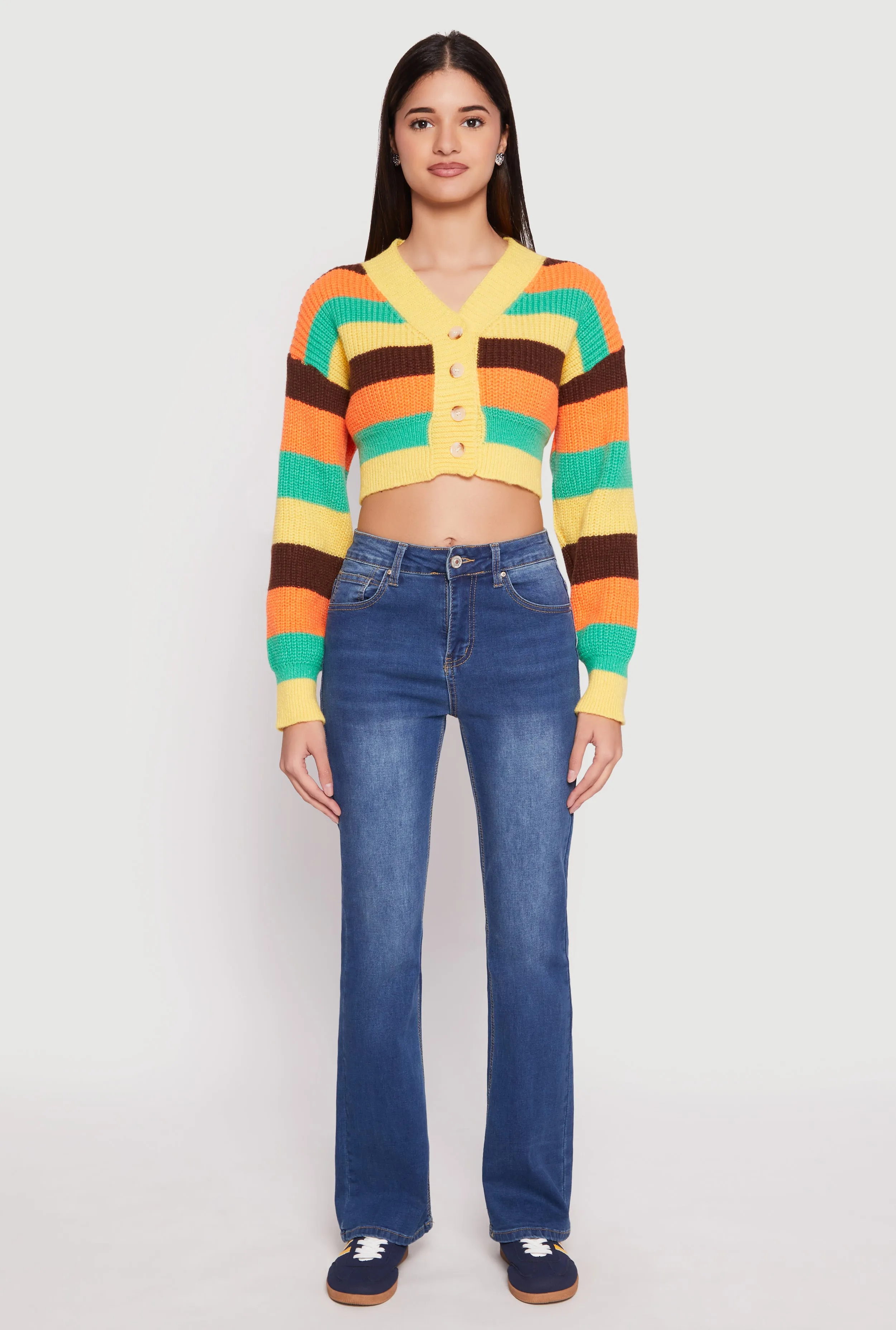 Daisy Striped Cropped Cardigan sold by Rainbow