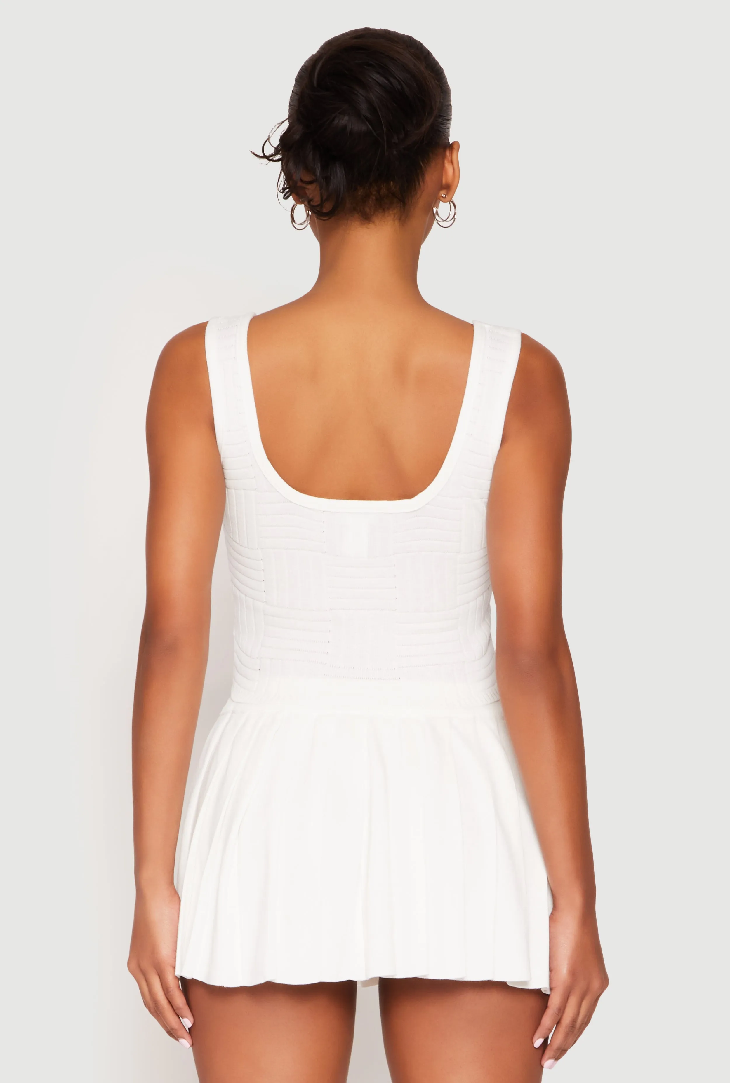 Textured Knit Pointelle Lace Up Crop Top sold by Rainbow product image thumbnail 5