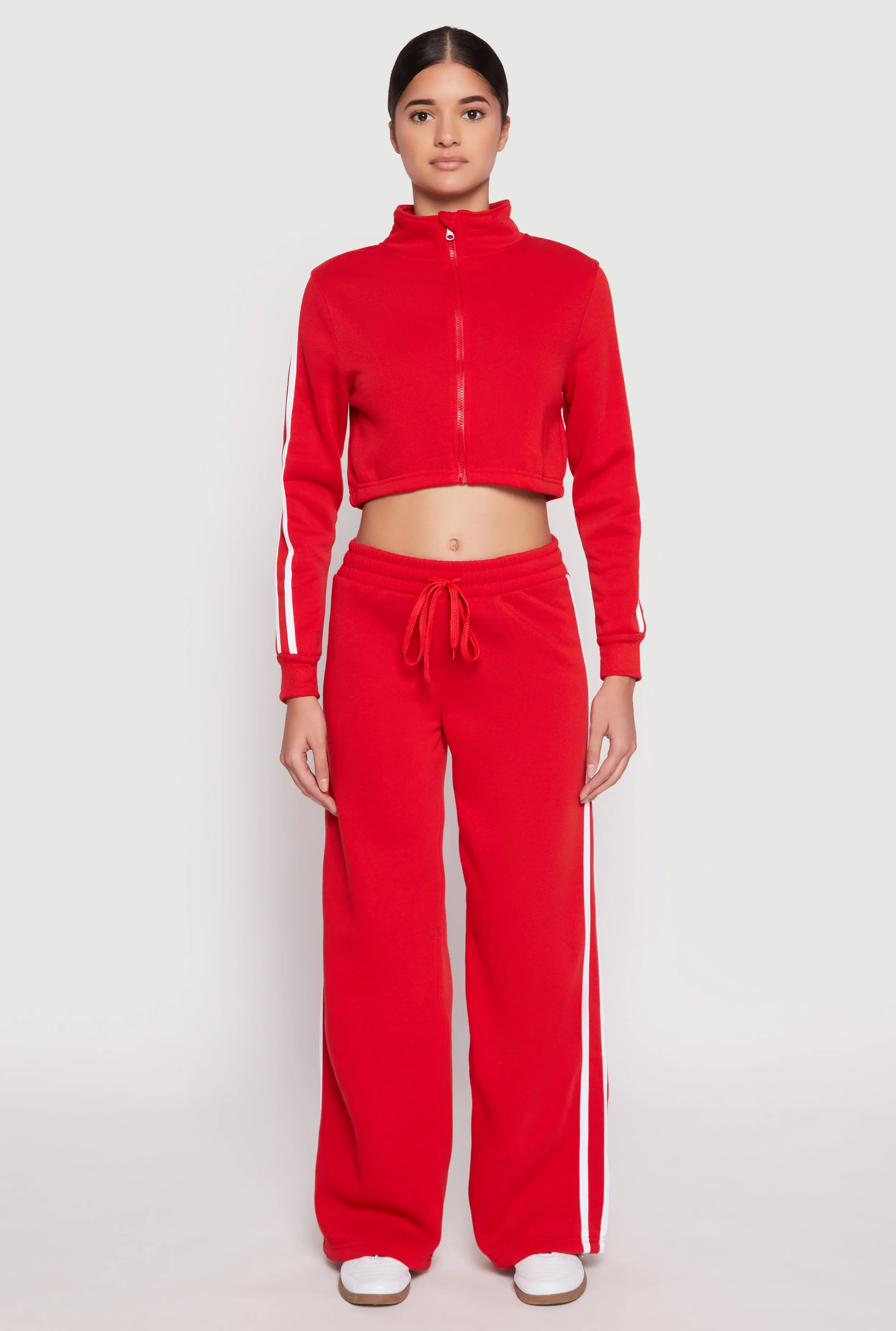Varsity Stripe Zip Front Cropped Sweatshirt sold by Rainbow product image thumbnail 2